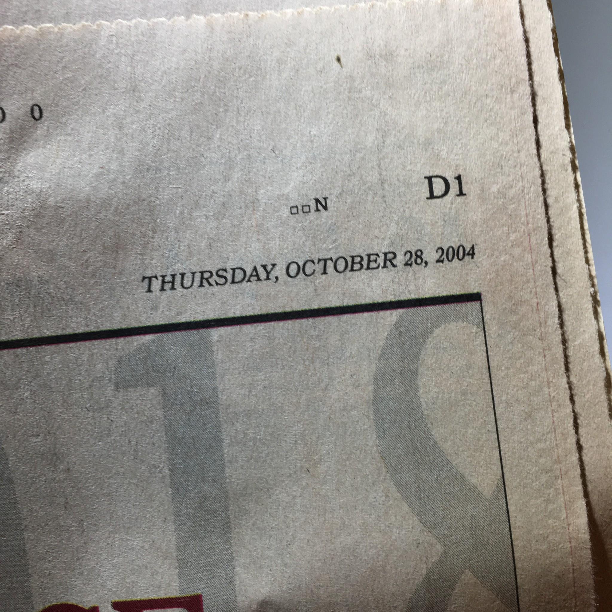 The New York Times: Oct 28 2004, Kiss That Curse Goodbye