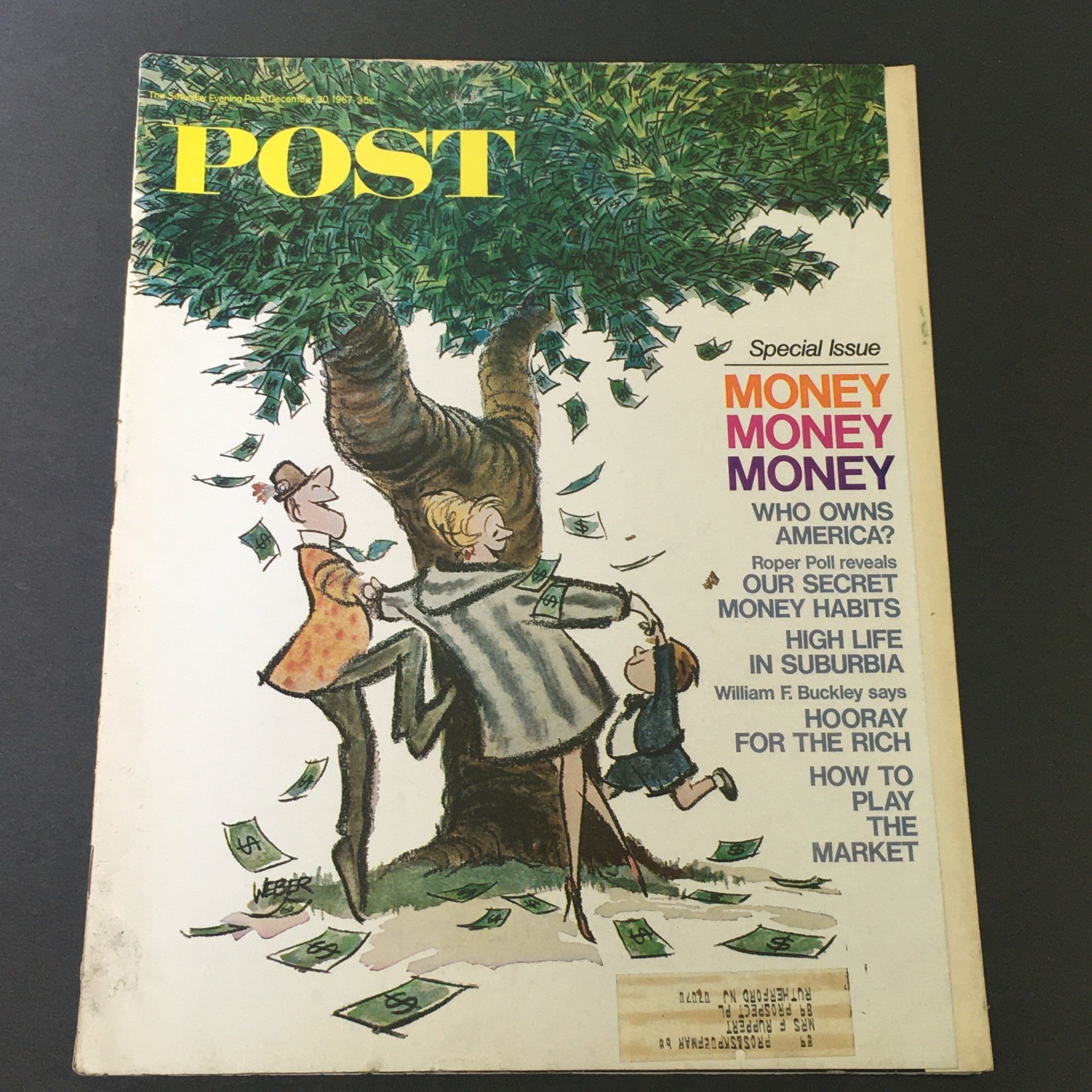 VTG The Saturday Evening Post December 30 1967 - William F. Buckley / The Rich