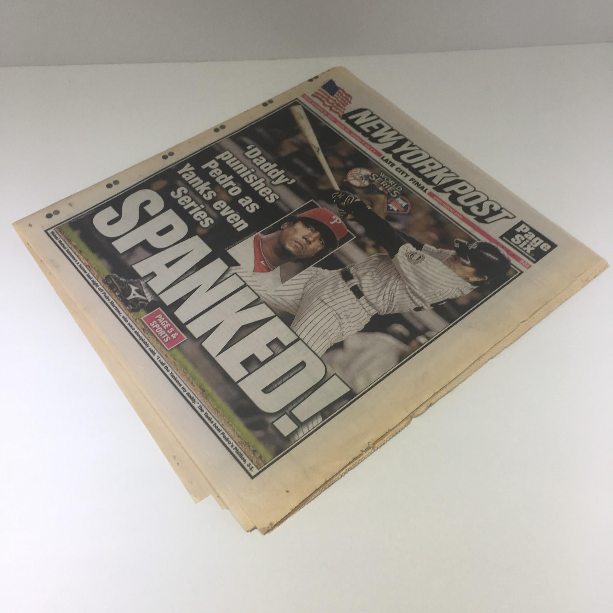 NY Post: 10/30/09,Daddy Punishes Pedro Martinez as NY Yankees Even Series