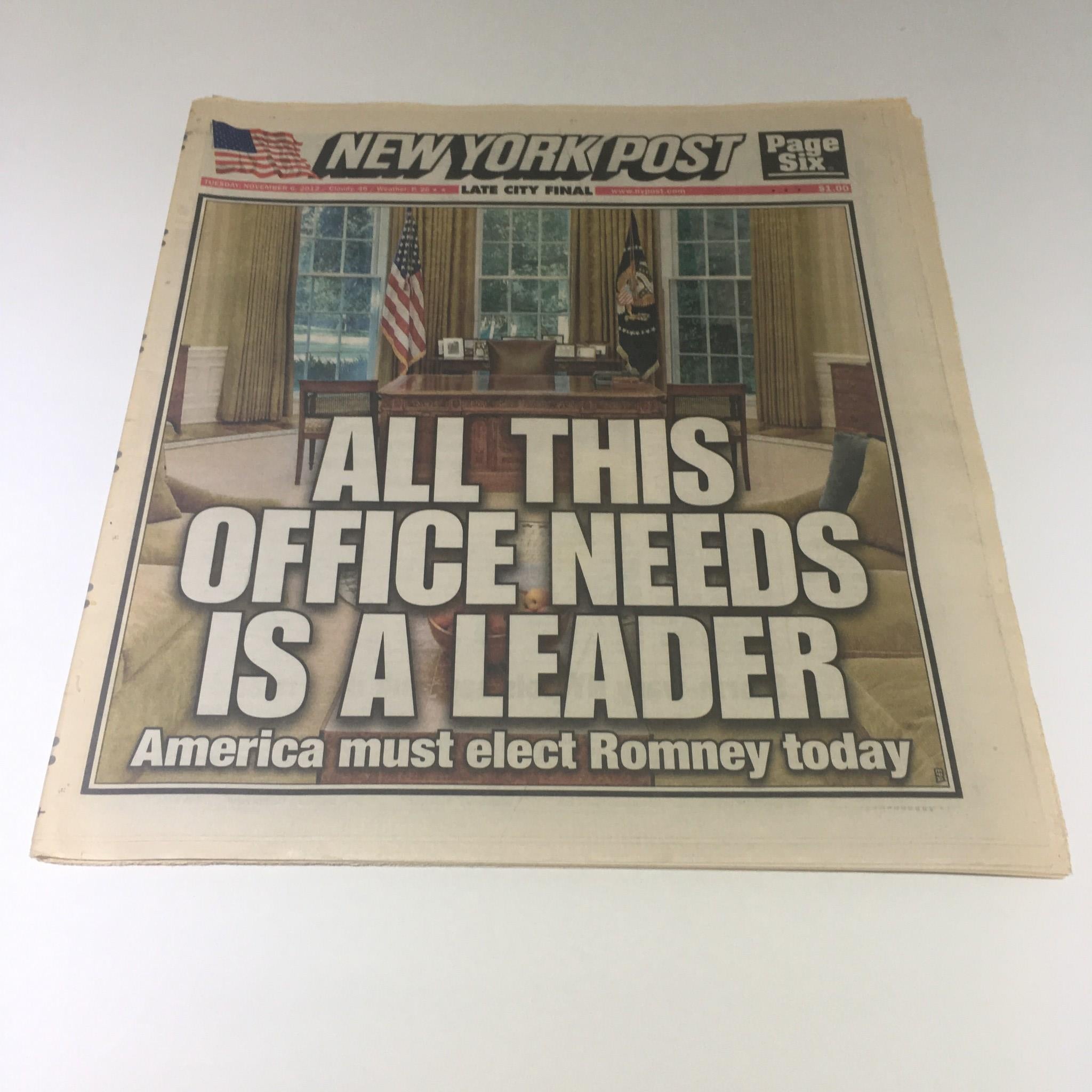 New York Post: Nov 6 2012, All This Office Needs is a Leader