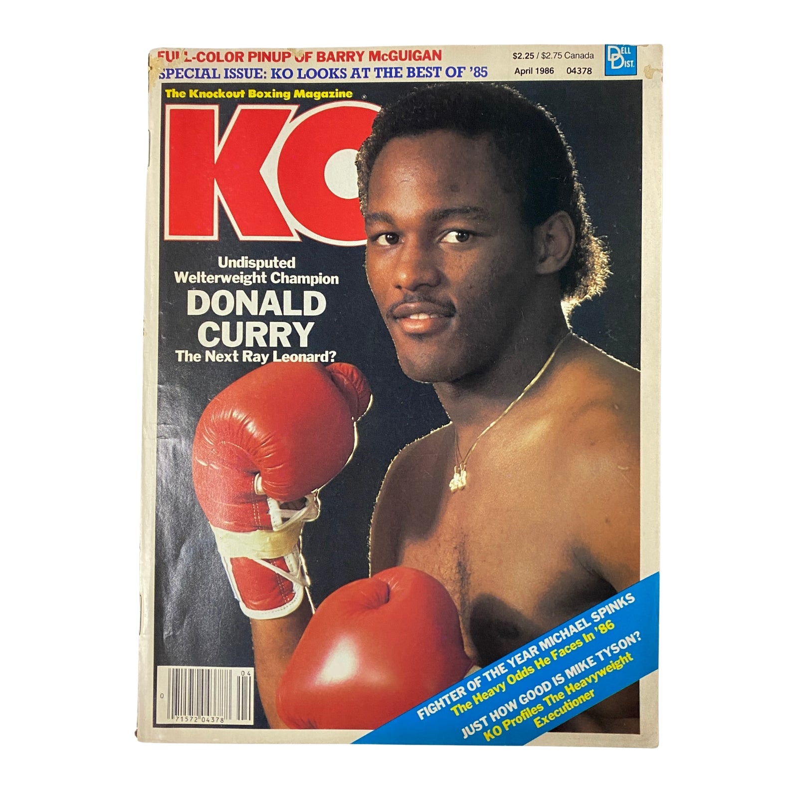 KO Boxing Magazine cover from April 1986 featuring Undisputed Welterweight Champion Donald Curry, heralded as the next Ray Leonard.