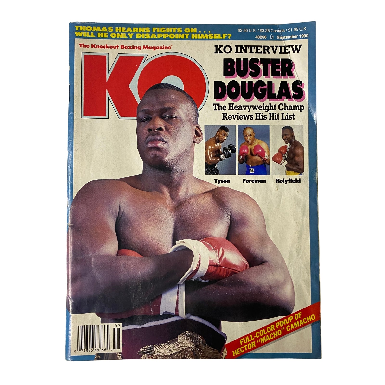 KO Boxing Magazine September 1990 featuring Buster Douglas, the heavyweight champion on the cover, with highlights of Mike Tyson, George Foreman, and Evander Holyfield.