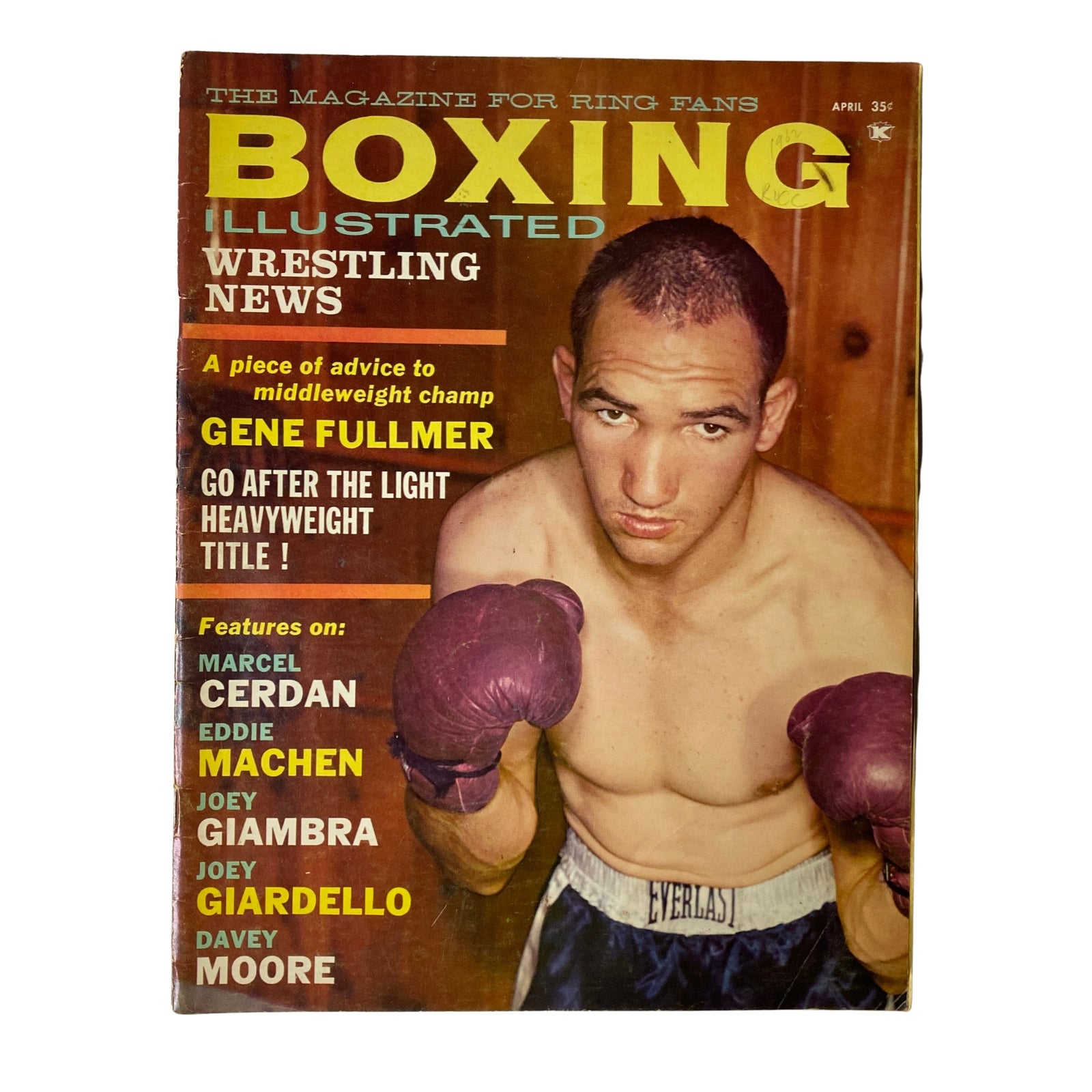Boxing Illustrated Magazine April 1962 Gene Fullmer Cover No Label VG