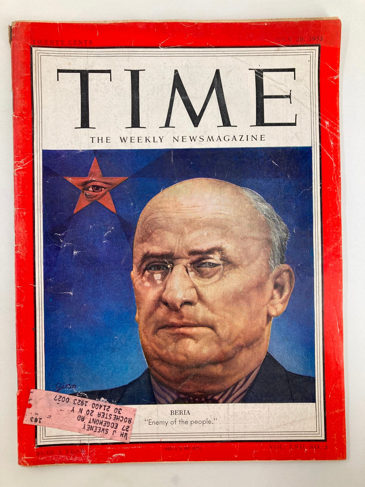 VTG Time Magazine July 20 1953 Vol 62 #3 Lavrentiy Beria Enemy of the People