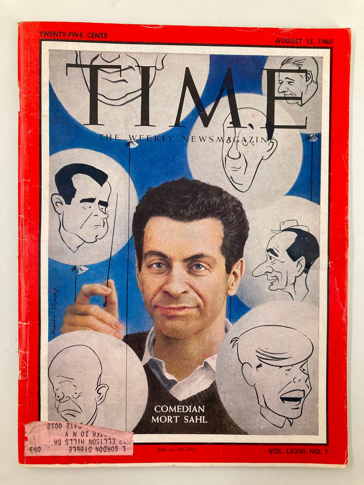 VTG Time Magazine August 15 1960 Vol 76 #7 Comedian Mort Sahl