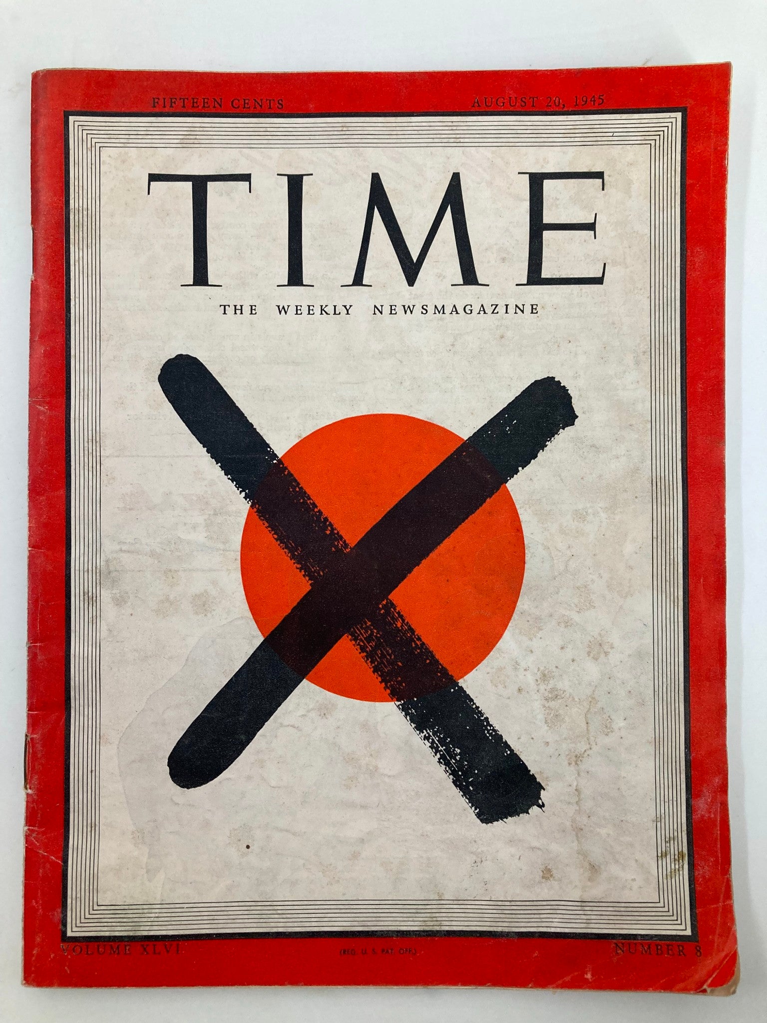 VTG Time Magazine August 20 1945 Vol 46 #8 X Marks Japan No Label