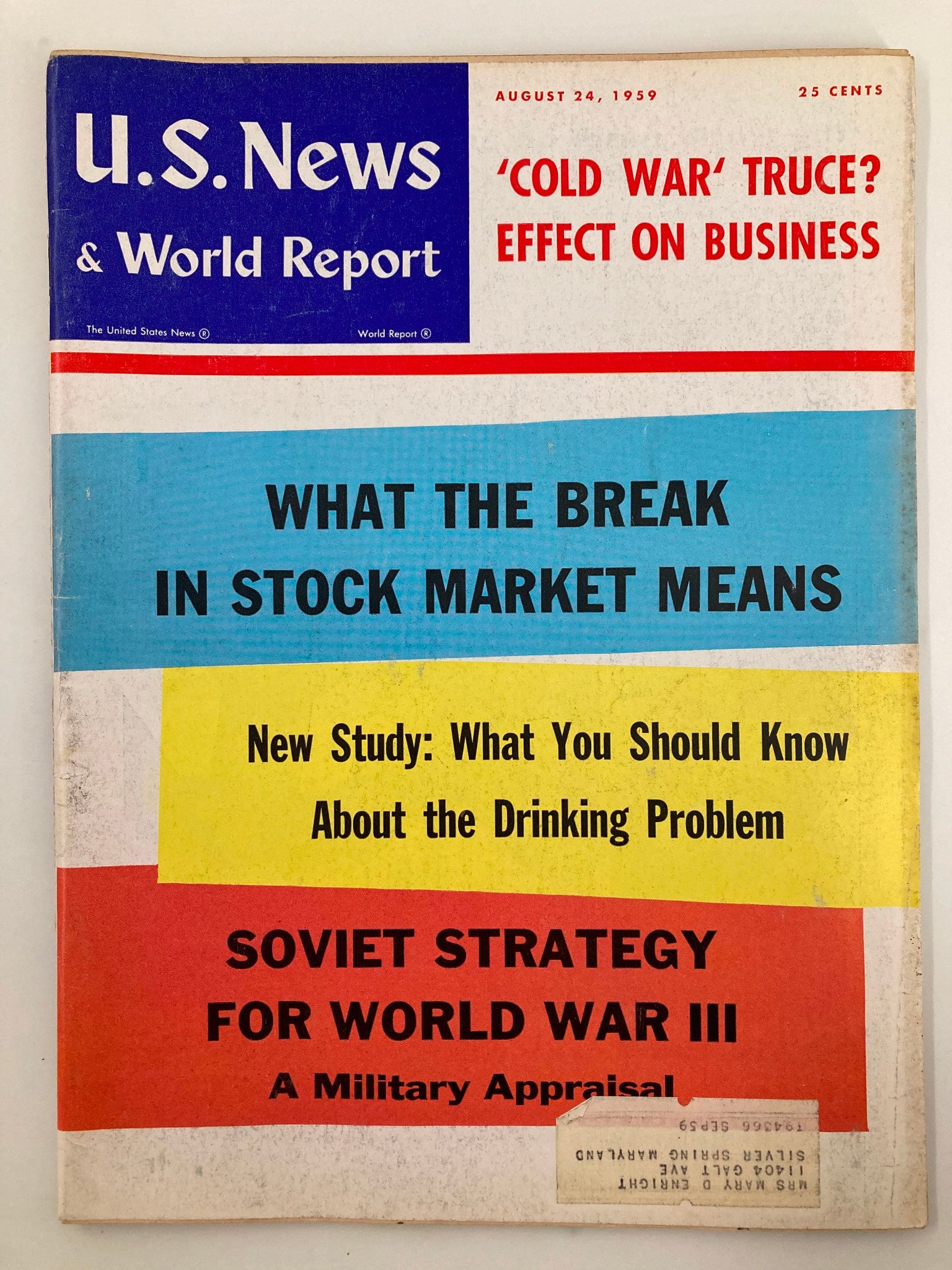 US News & World Report Magazine August 24 1959 Soviet Strategy World War III