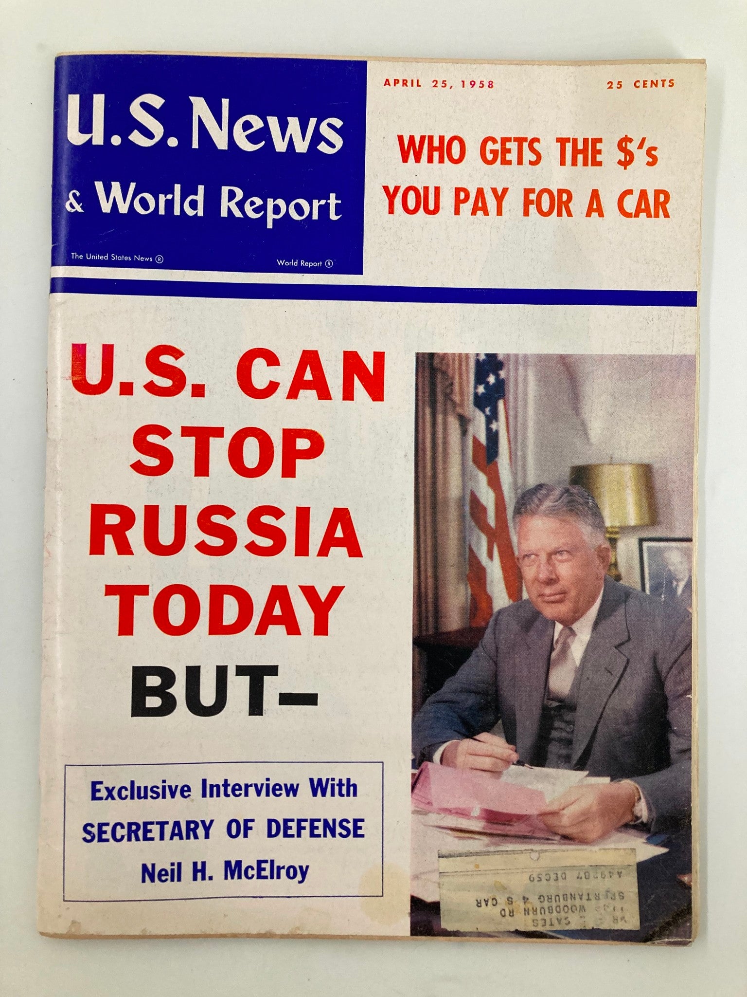 US News & World Report Magazine April 25 1958 Sec. of Defense Neil H. McElroy