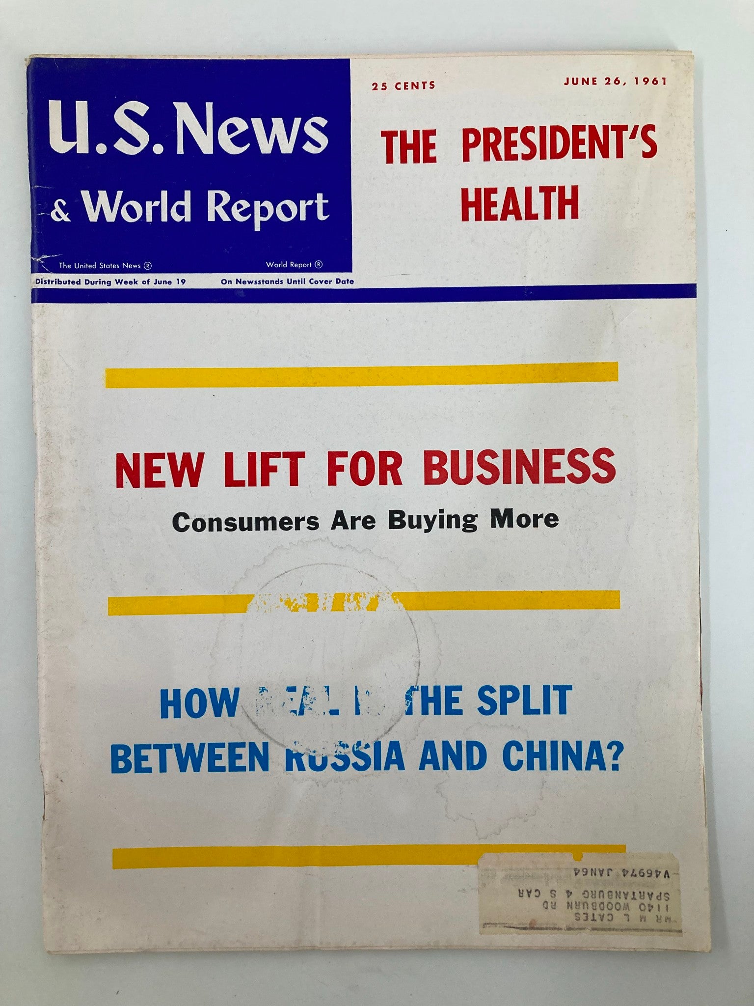 US News & World Report Magazine June 26 1961 The President's Health