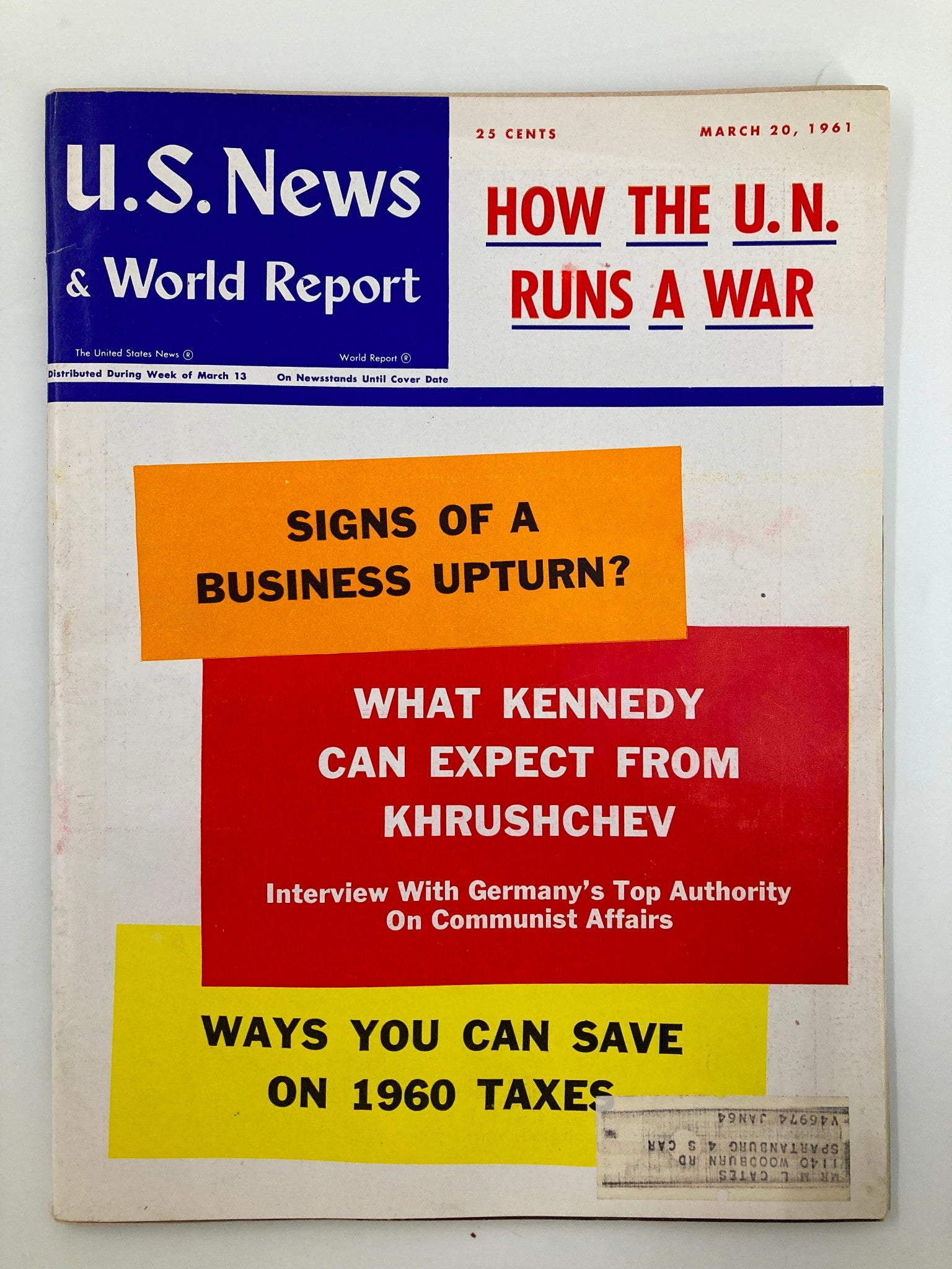 US News & World Report Magazine March 20 1961 How The U.N. Runs A War