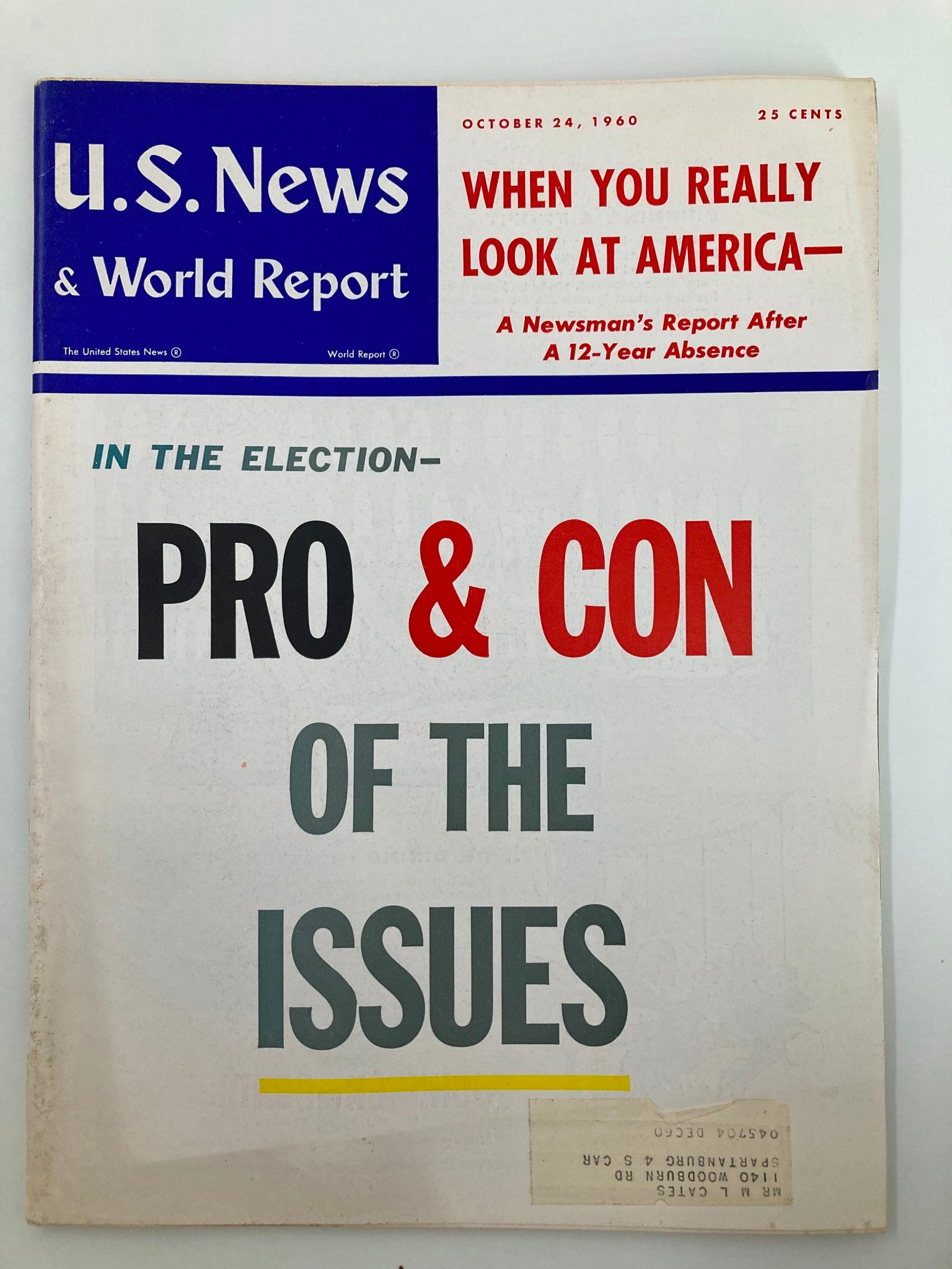 US News & World Report Magazine October 24 1960 When You Really Look at America