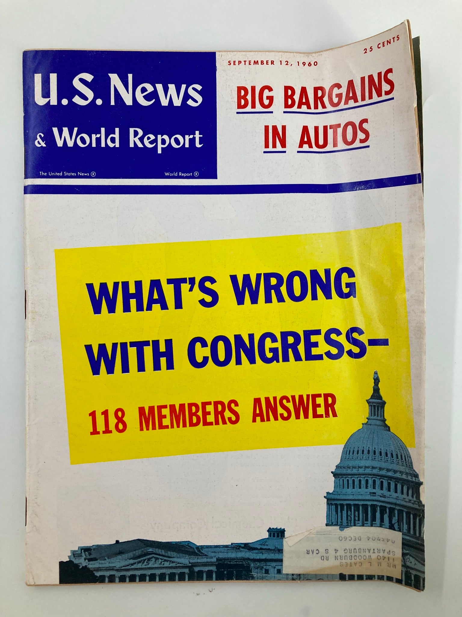 US News & World Report Magazine September 12 1960 What's Wrong with Congress