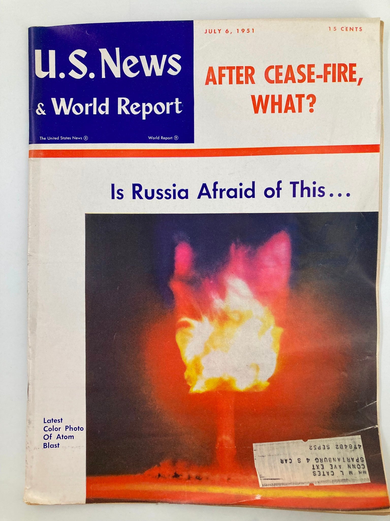 US News & World Report Magazine July 6 1951 Color Photo of Atom Blast