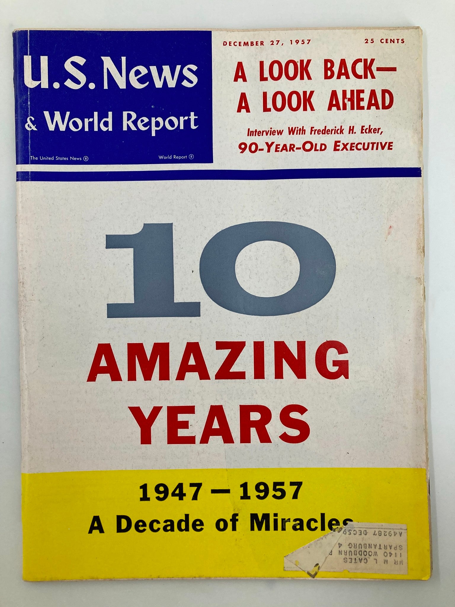 US News & World Report Magazine December 27 1957 A Look Back - A Look Ahead