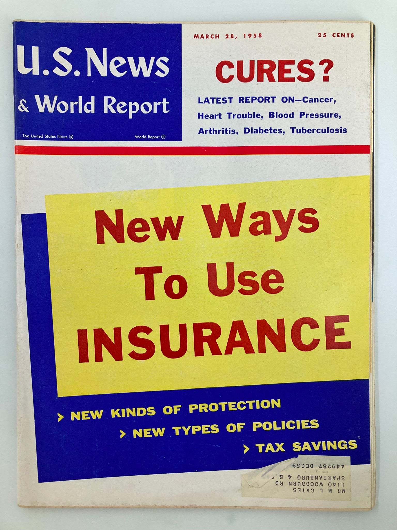 US News & World Report Magazine March 28 1958 New Ways To Use Insurance