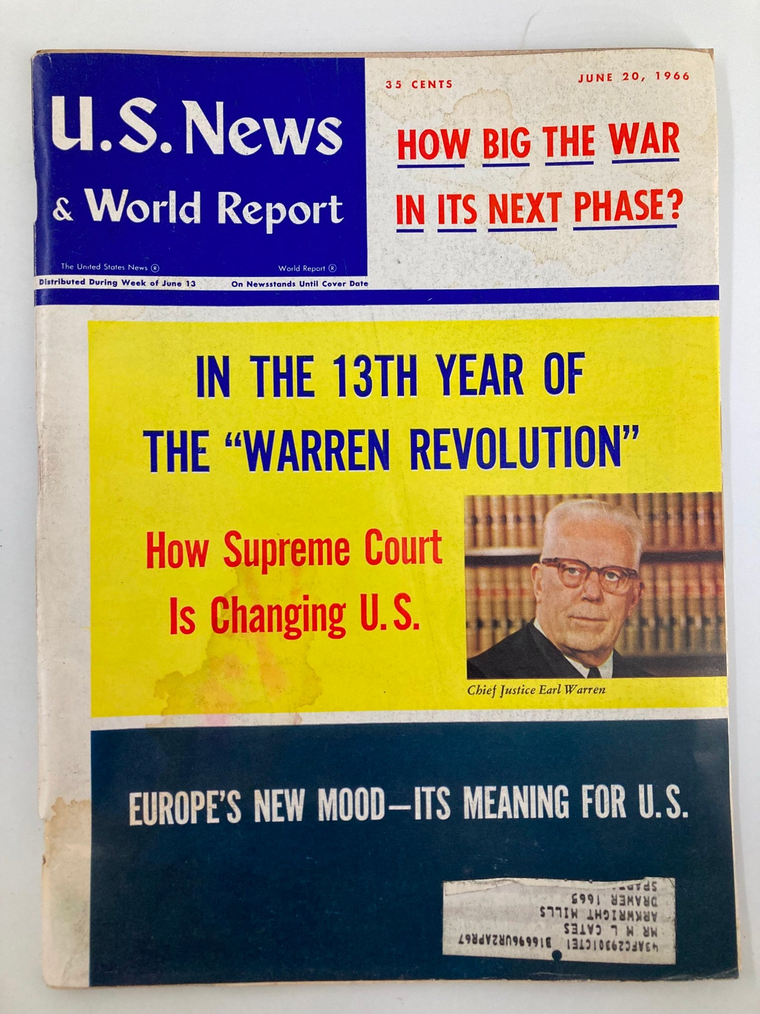 US News & World Report Magazine June 20 1966 How Supreme Court is Changing U.S.