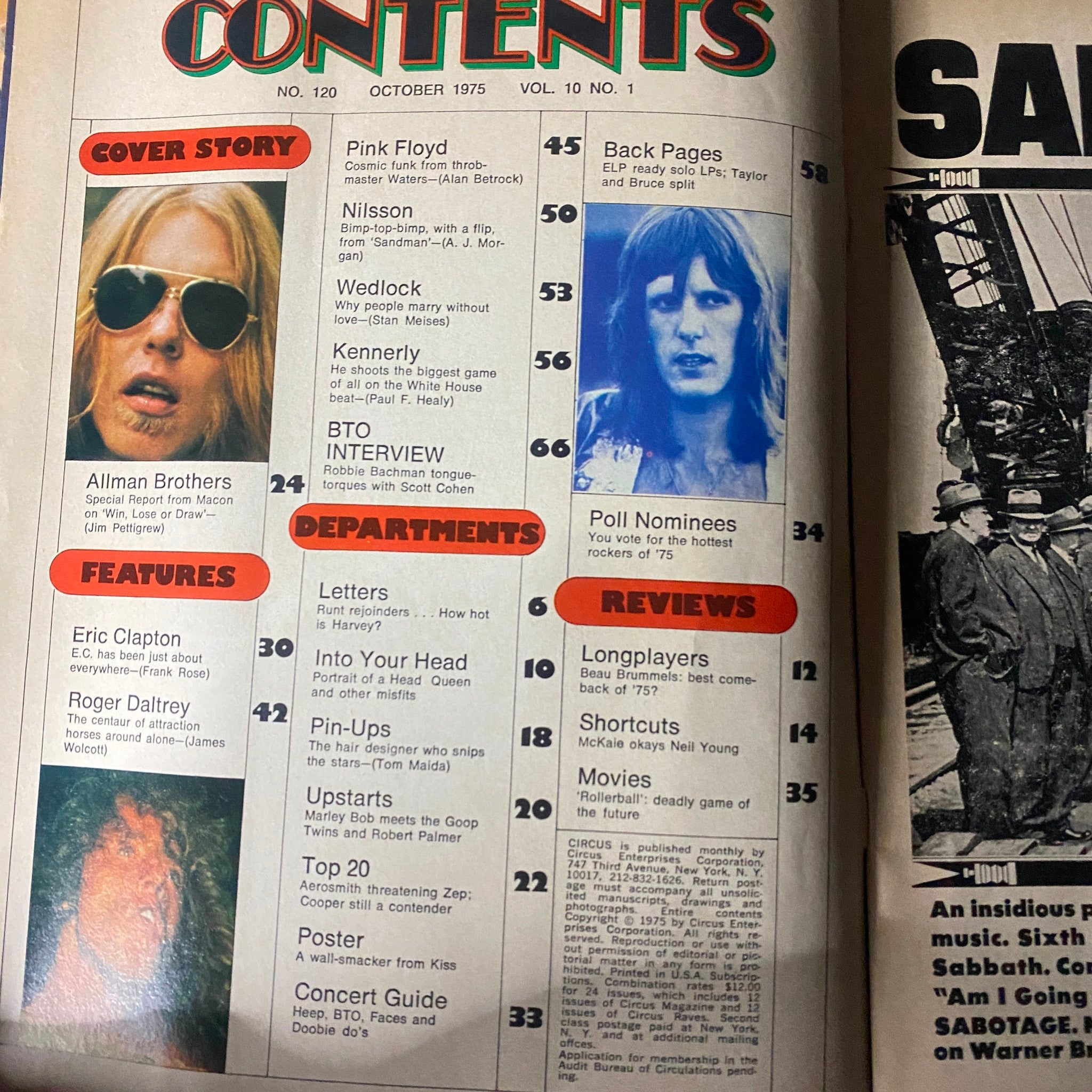 VTG Circus Magazine October 1975 No. 120 Greg Allman No Label