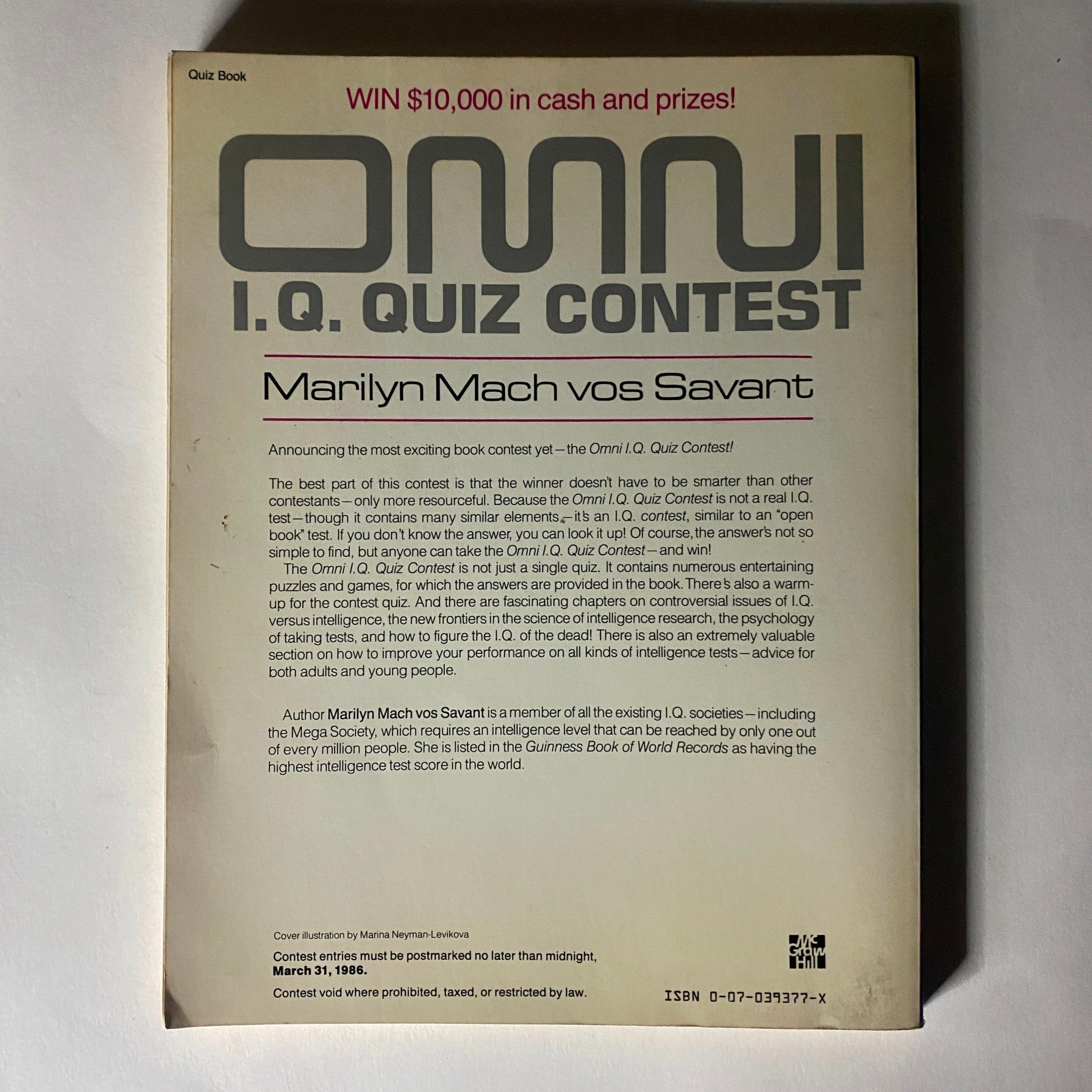 1985 Omni I.Q. Quiz Contest Book by Marilyn Vos Savant