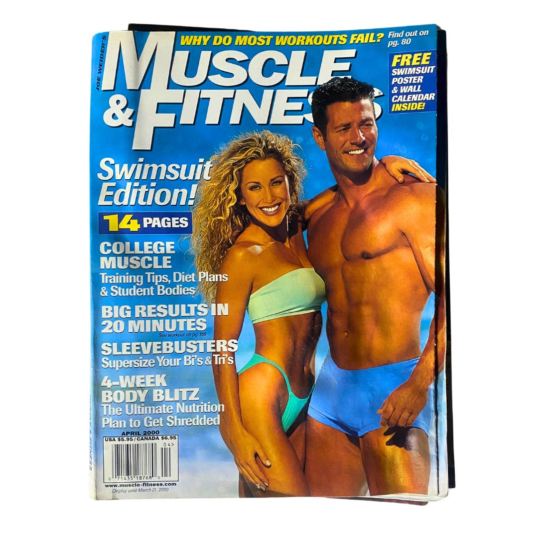 Muscle & Fitness Magazine April 2000 Minna Lessig, Christian Boeving w Poster