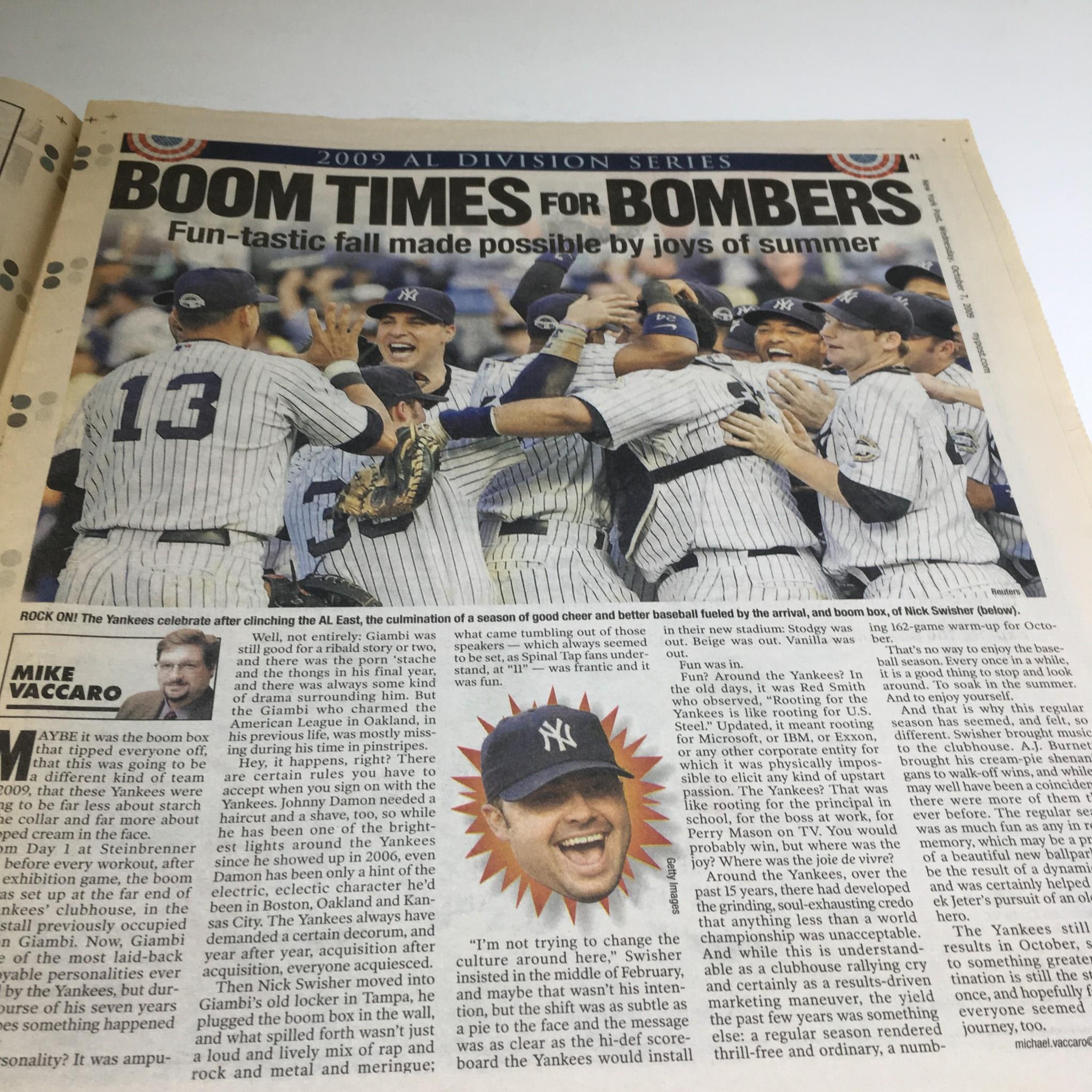 NY Post: 10/7/09, Yankees Return to Playoffs, Shoot For Long-awaited 27th Title