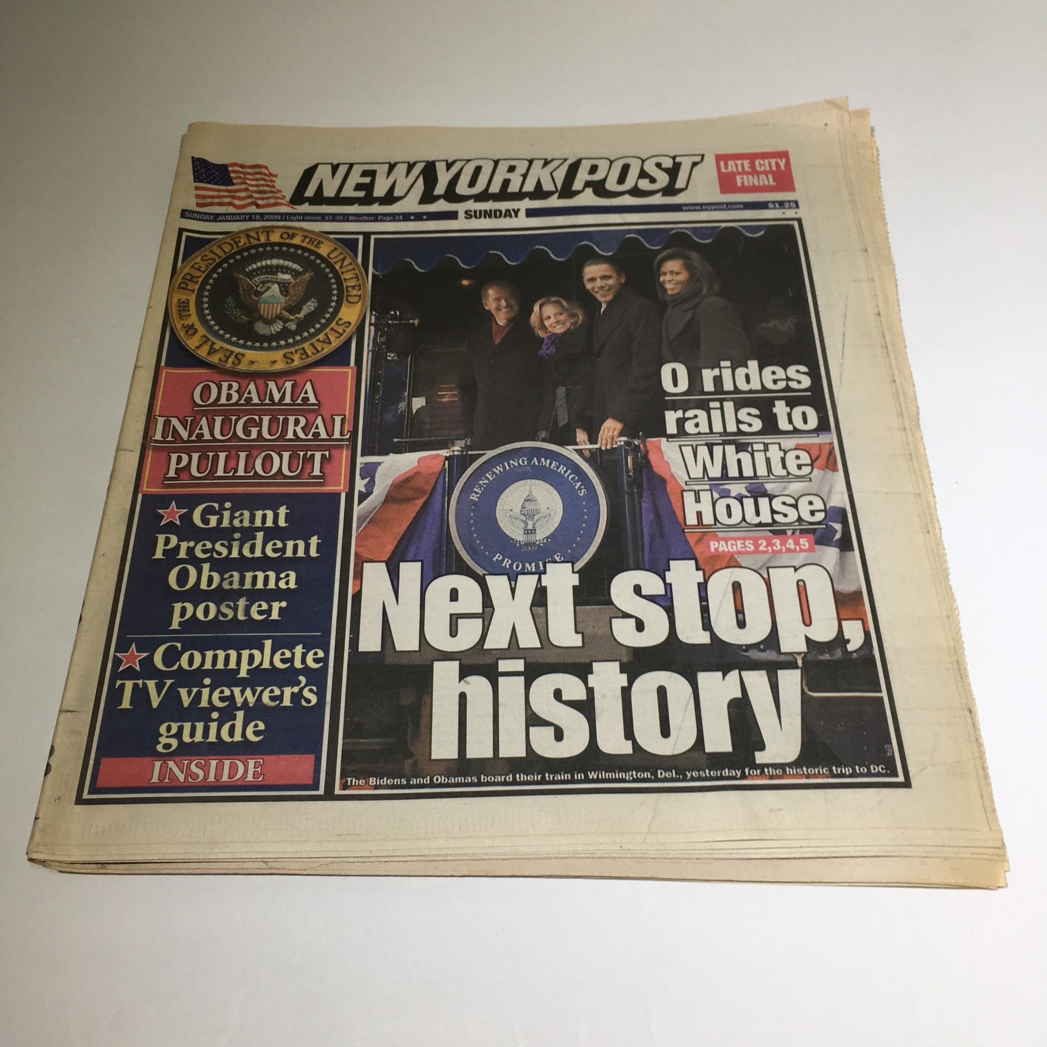 New York Post: Jan 18 2009,Next Stop History, 0 Rides Rails to White House