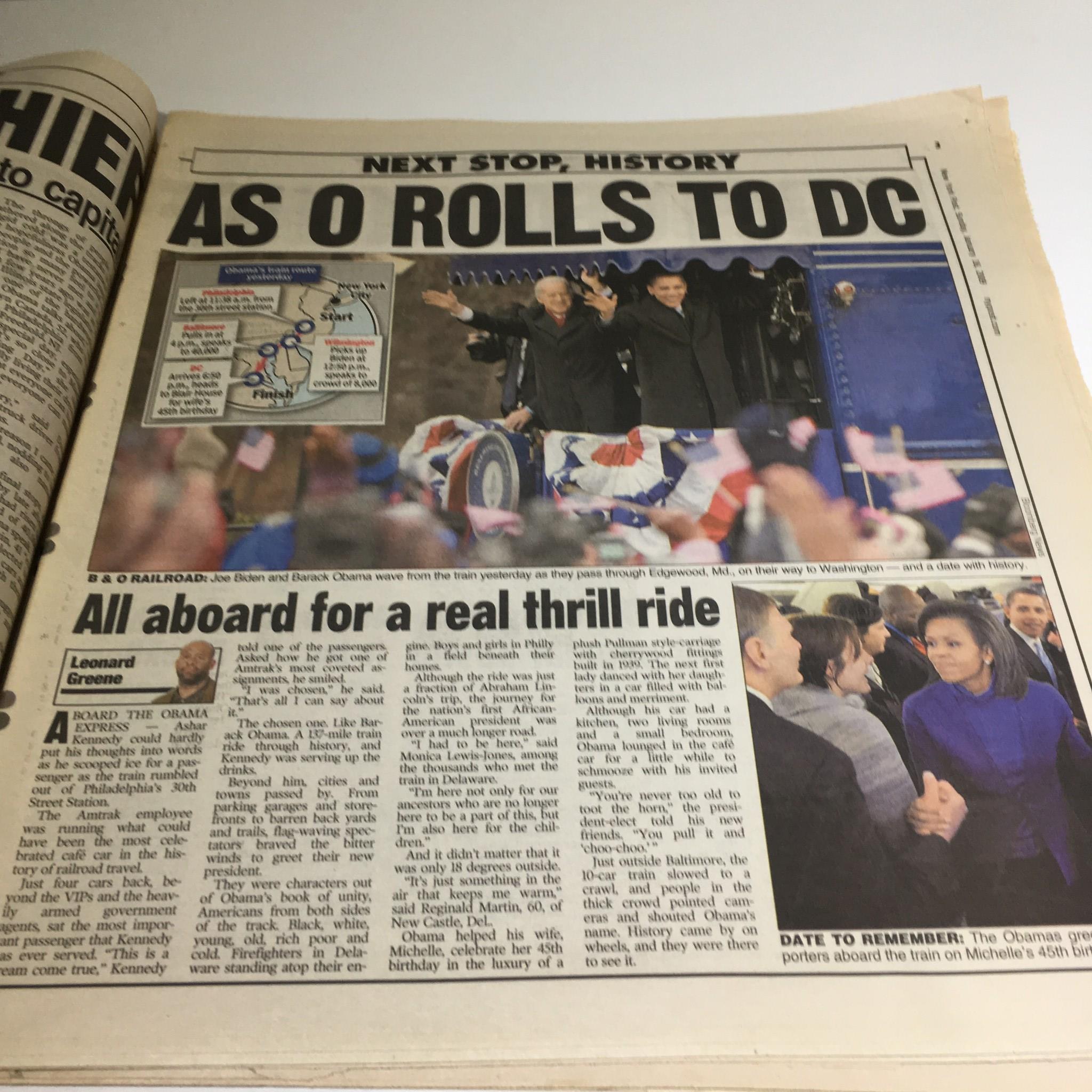 New York Post: Jan 18 2009,Next Stop History, 0 Rides Rails to White House