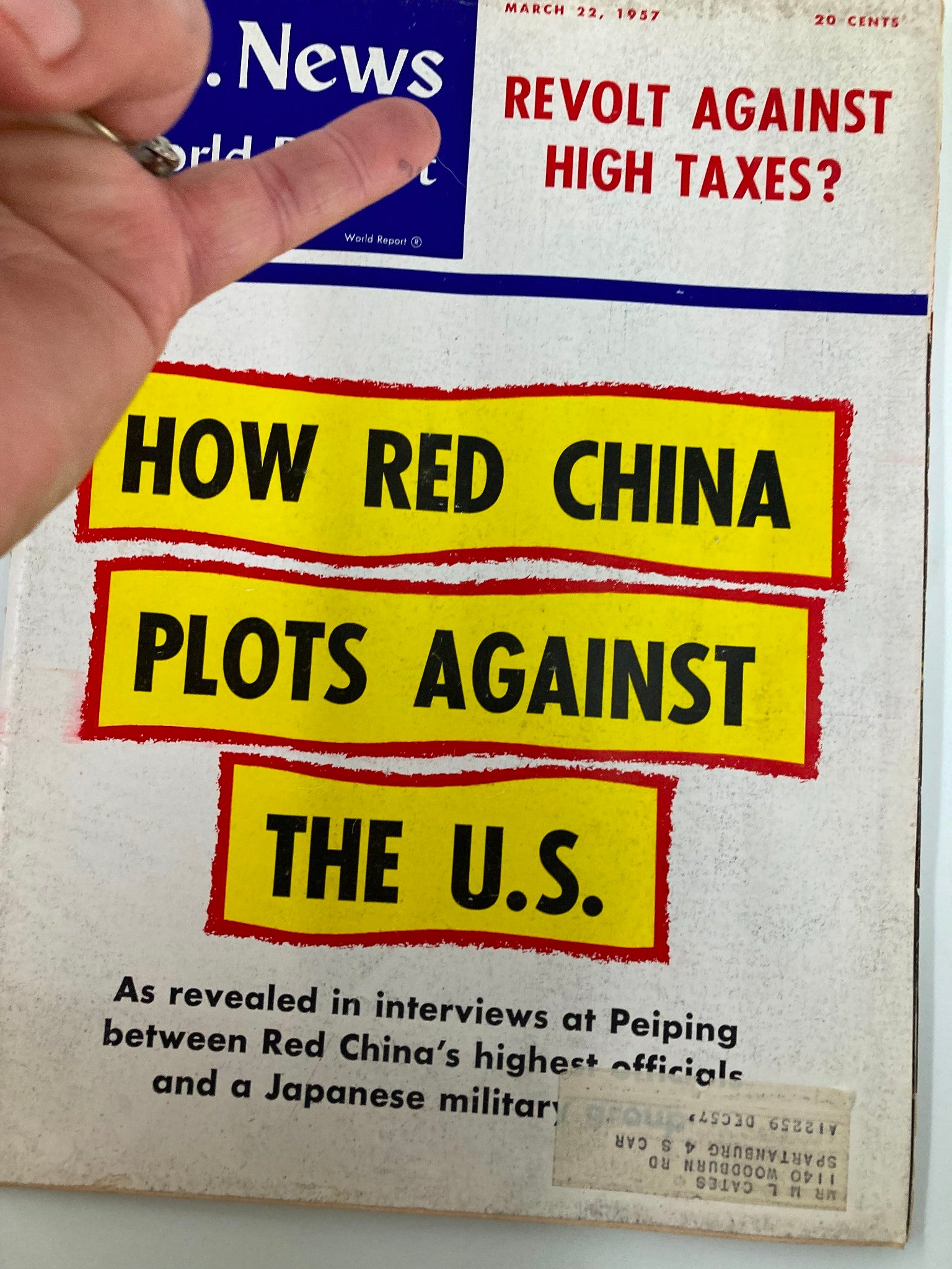 US News & World Report Magazine March 22 1957 Revolt Against High Taxes?