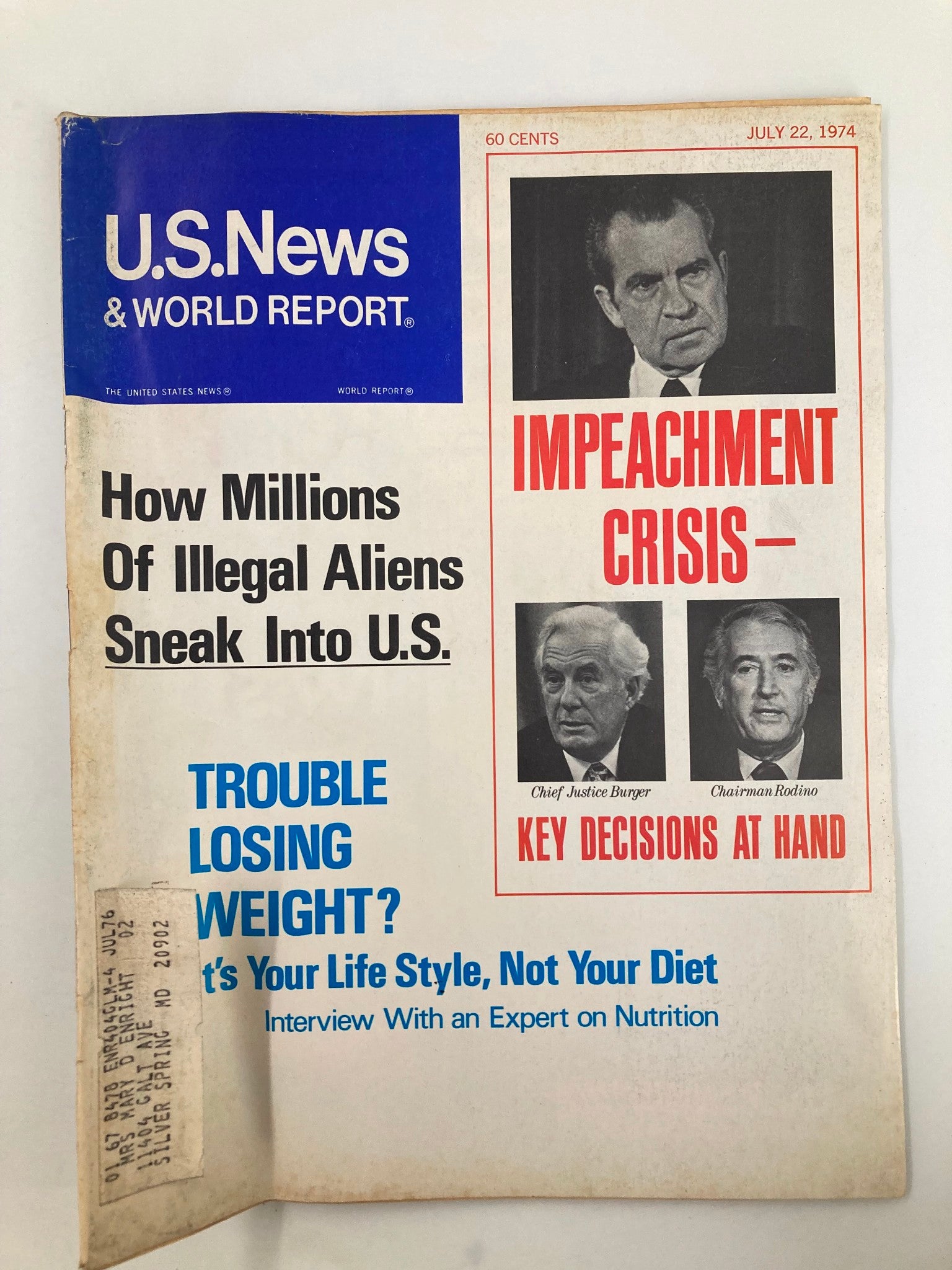 US News & World Report Magazine July 22 1974 Richard Nixon Impeachment Crisis