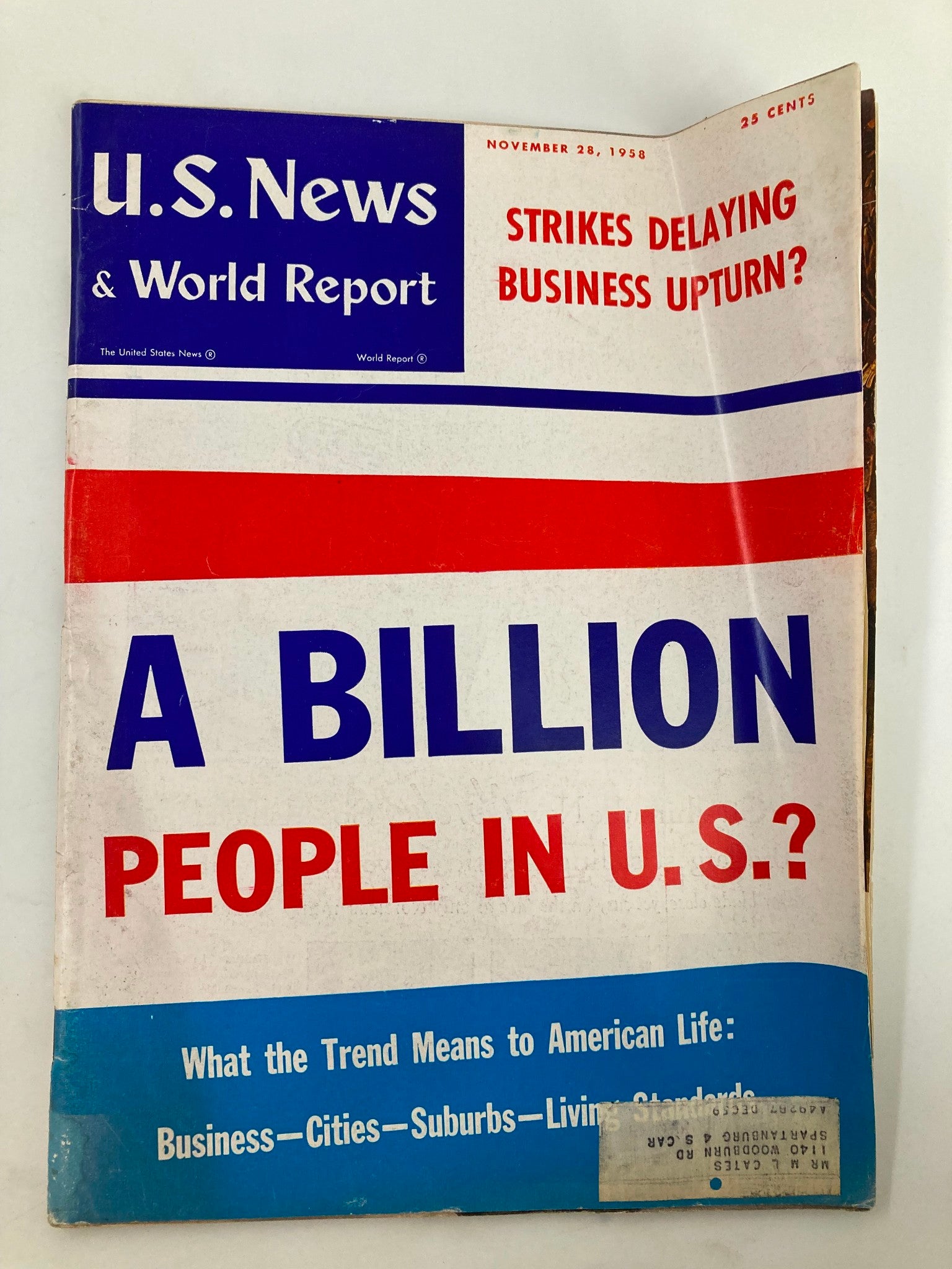 US News & World Report Magazine November 28 1958 A Billion People In U.S.?