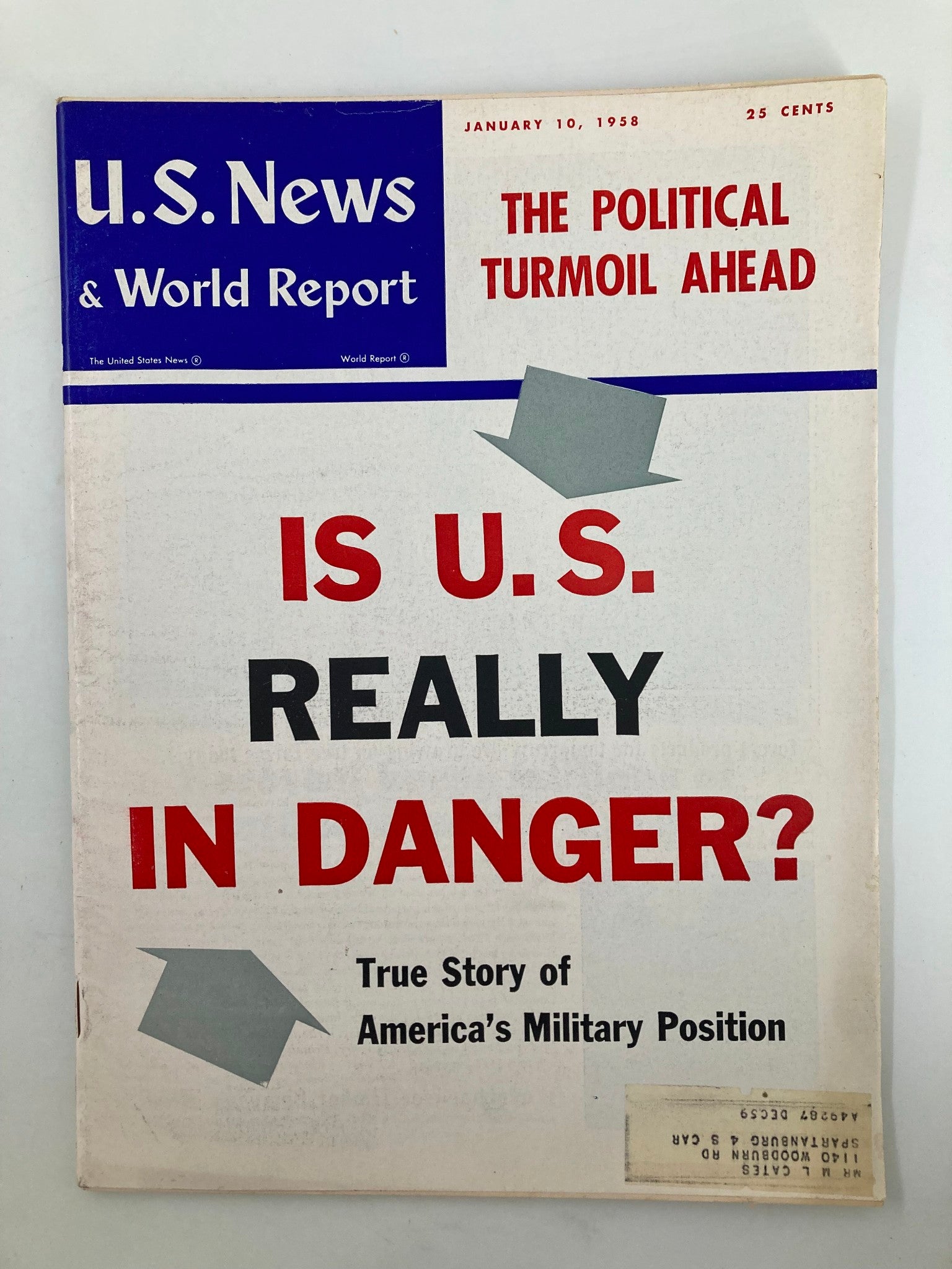 US News & World Report Magazine January 10 1958 The Political Turmoil Ahead