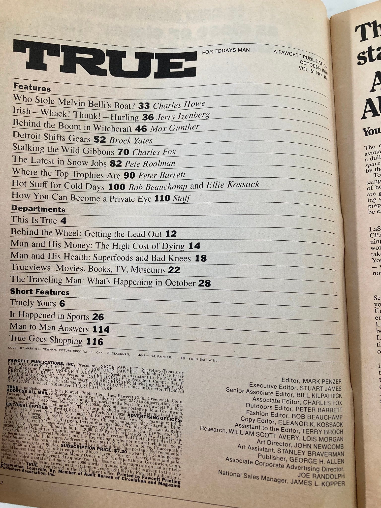 TRUE The Man's Magazine October 1970 Chapin, DeLorean, Iacocca and McCurry