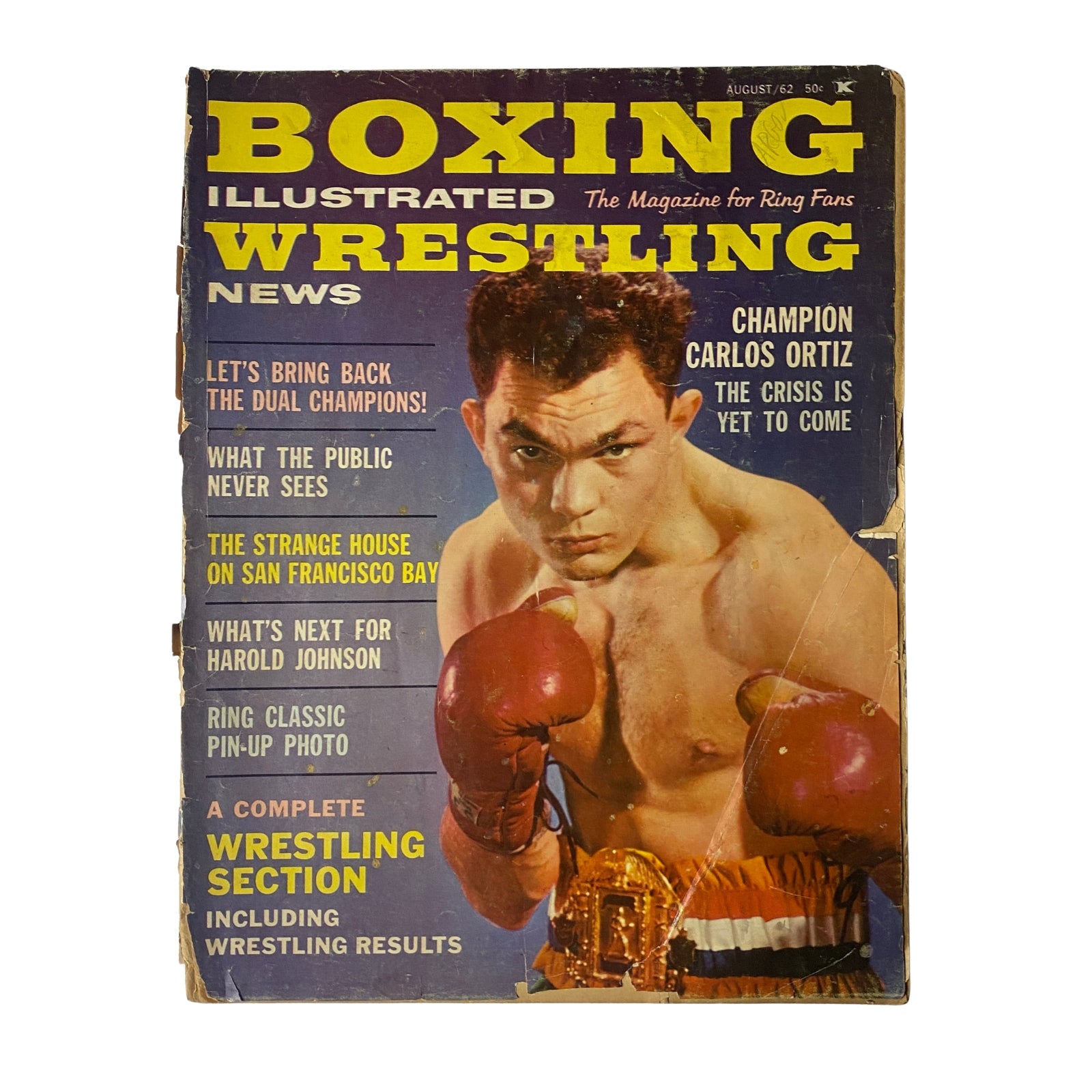Boxing Illustrated Magazine August 1962 Carlos Ortiz No Label GD Interior