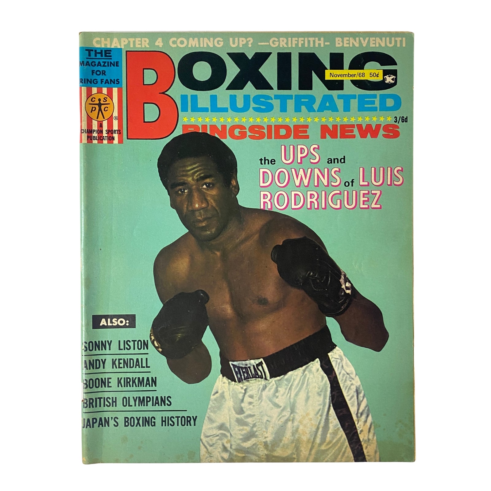 Boxing Illustrated Magazine November 1968 Luis Rodriguez Cover No Label