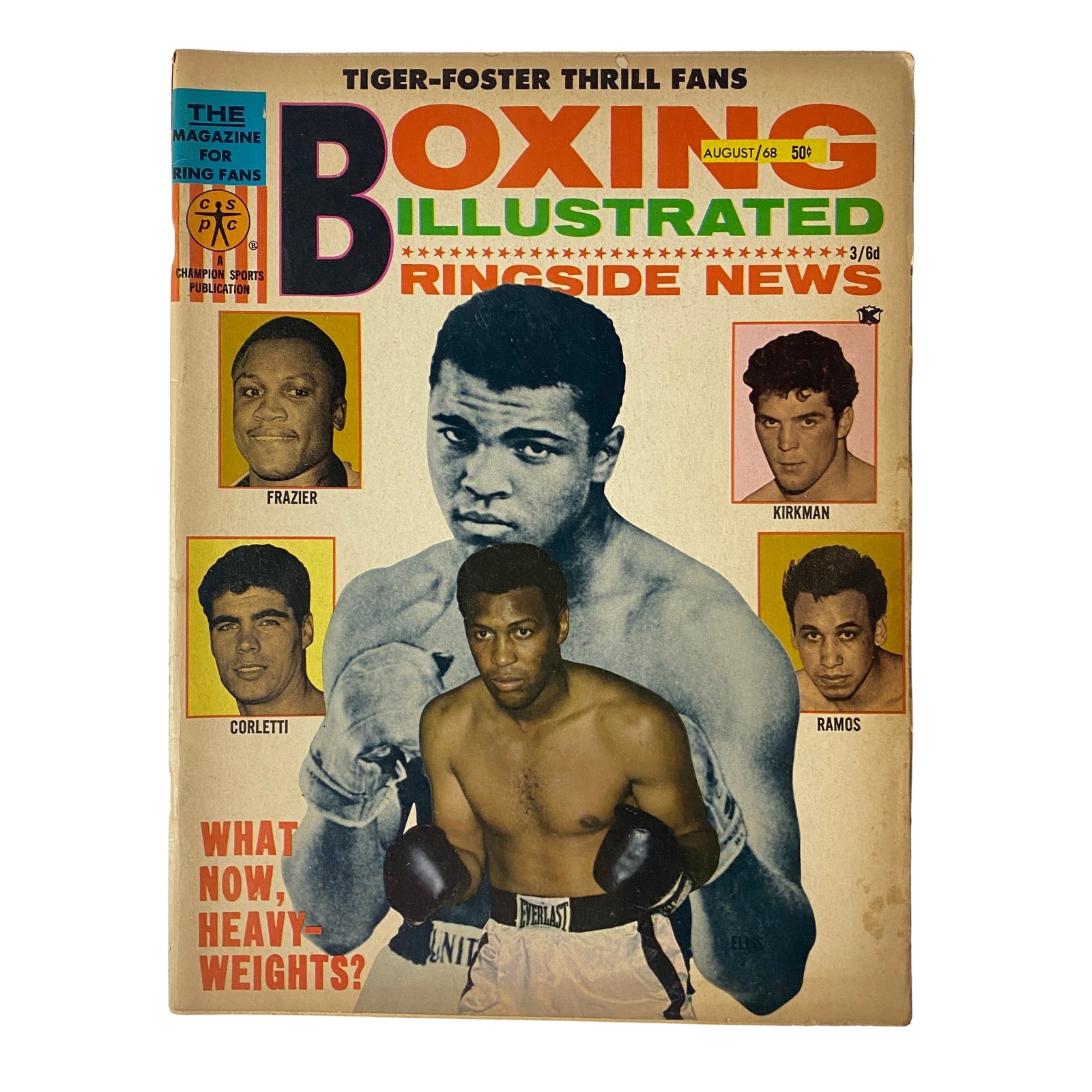 Boxing Illustrated Magazine August 1968 Muhammad Ali, Joe Frazier Cover No Label