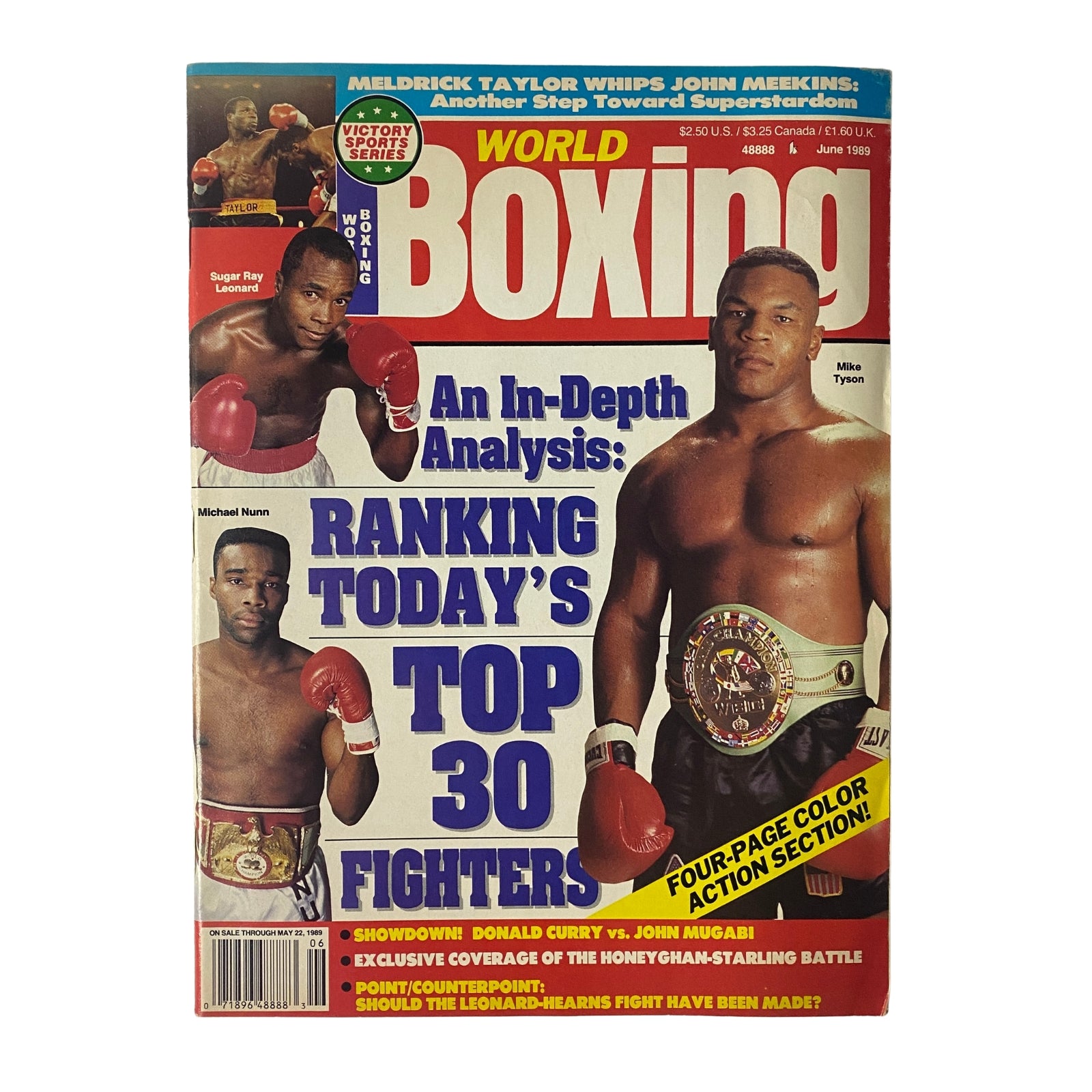 Cover of World Boxing Magazine June 1989 featuring Mike Tyson and Michael Nunn, highlighting in-depth analysis and ranking of today's top 30 fighters.
