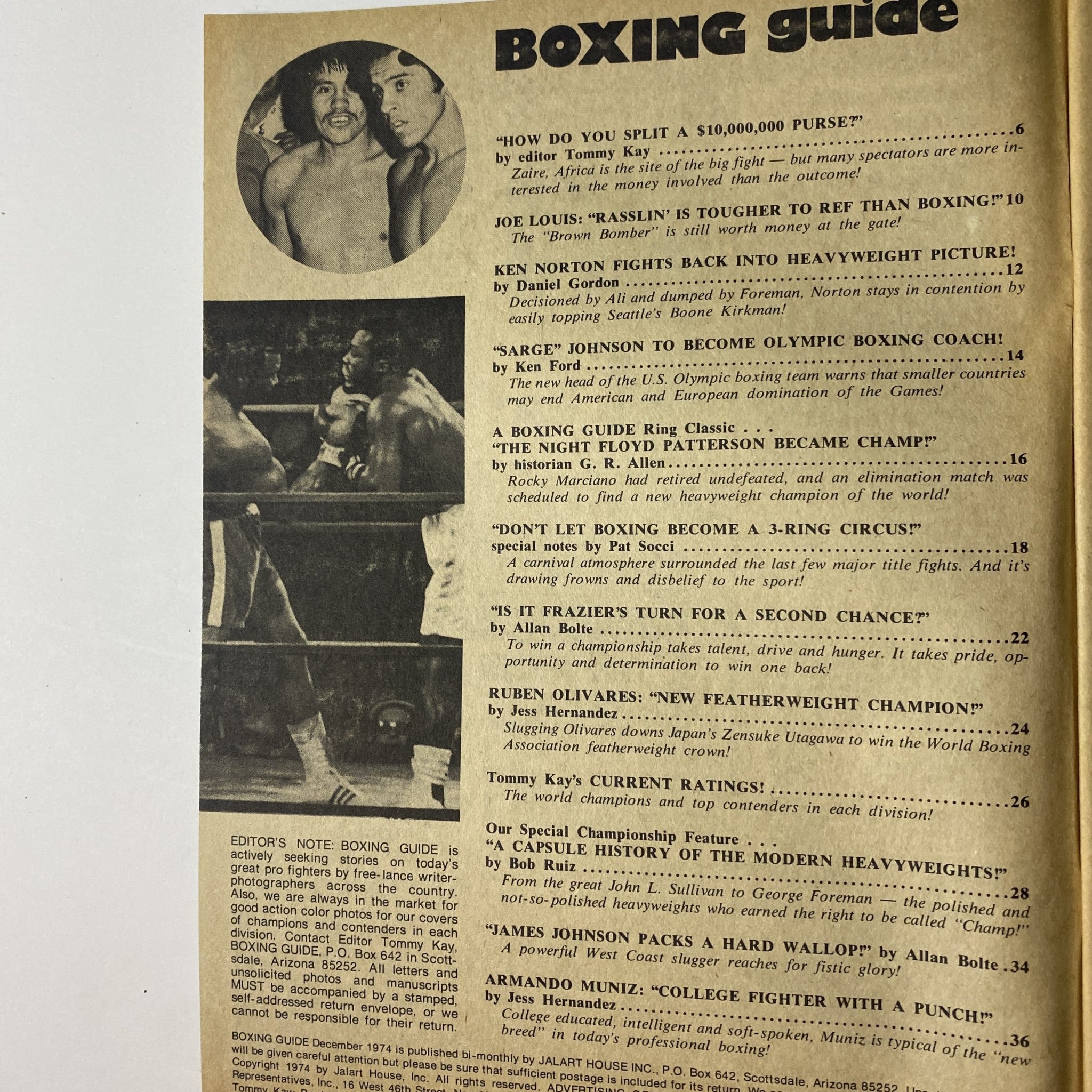Boxing Guide Magazine December 1974 Joe Frazier, Ken Norton No Label VG