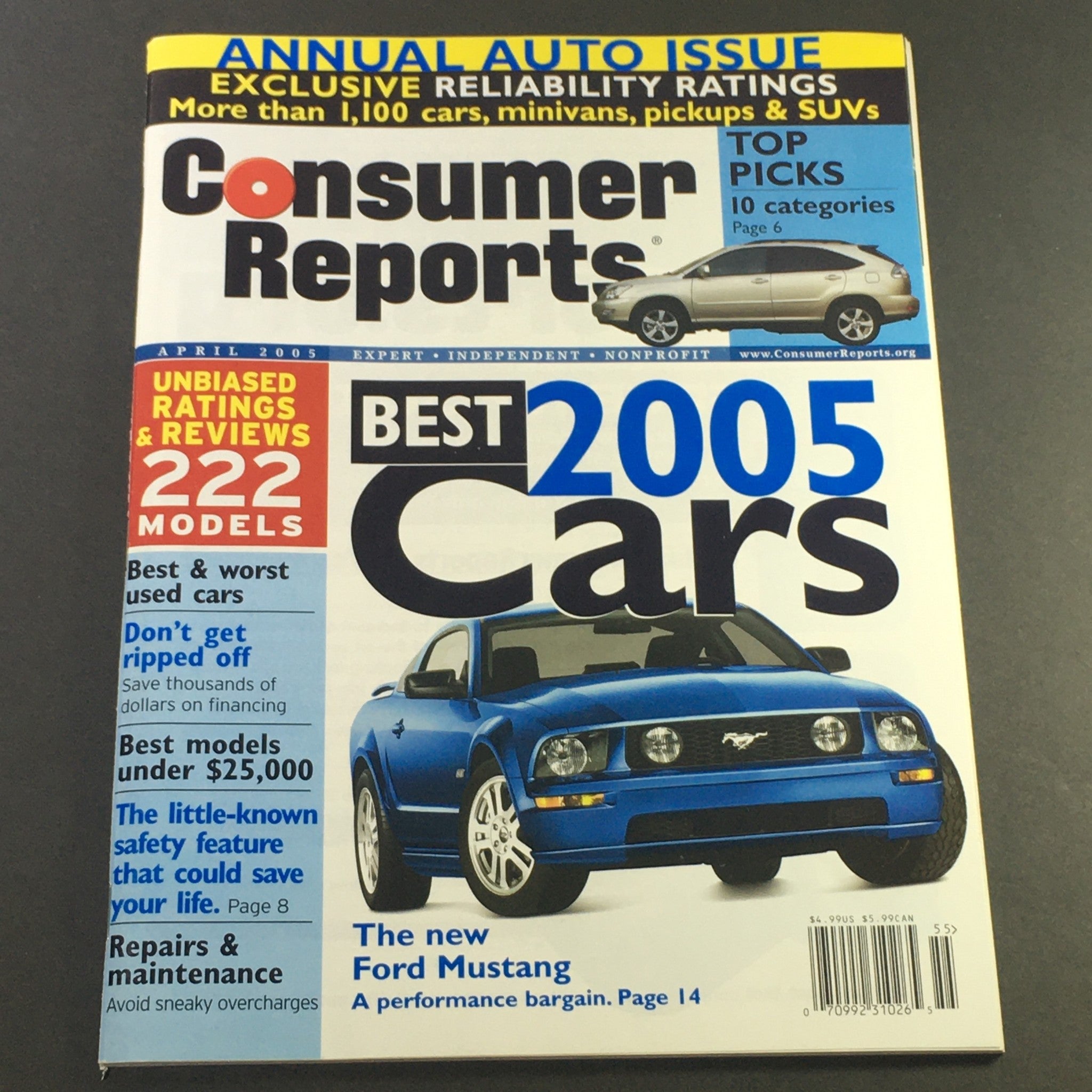 Consumer Reports Magazine April 2005 - 2005 Best Cars Ford Mustang Maintenance