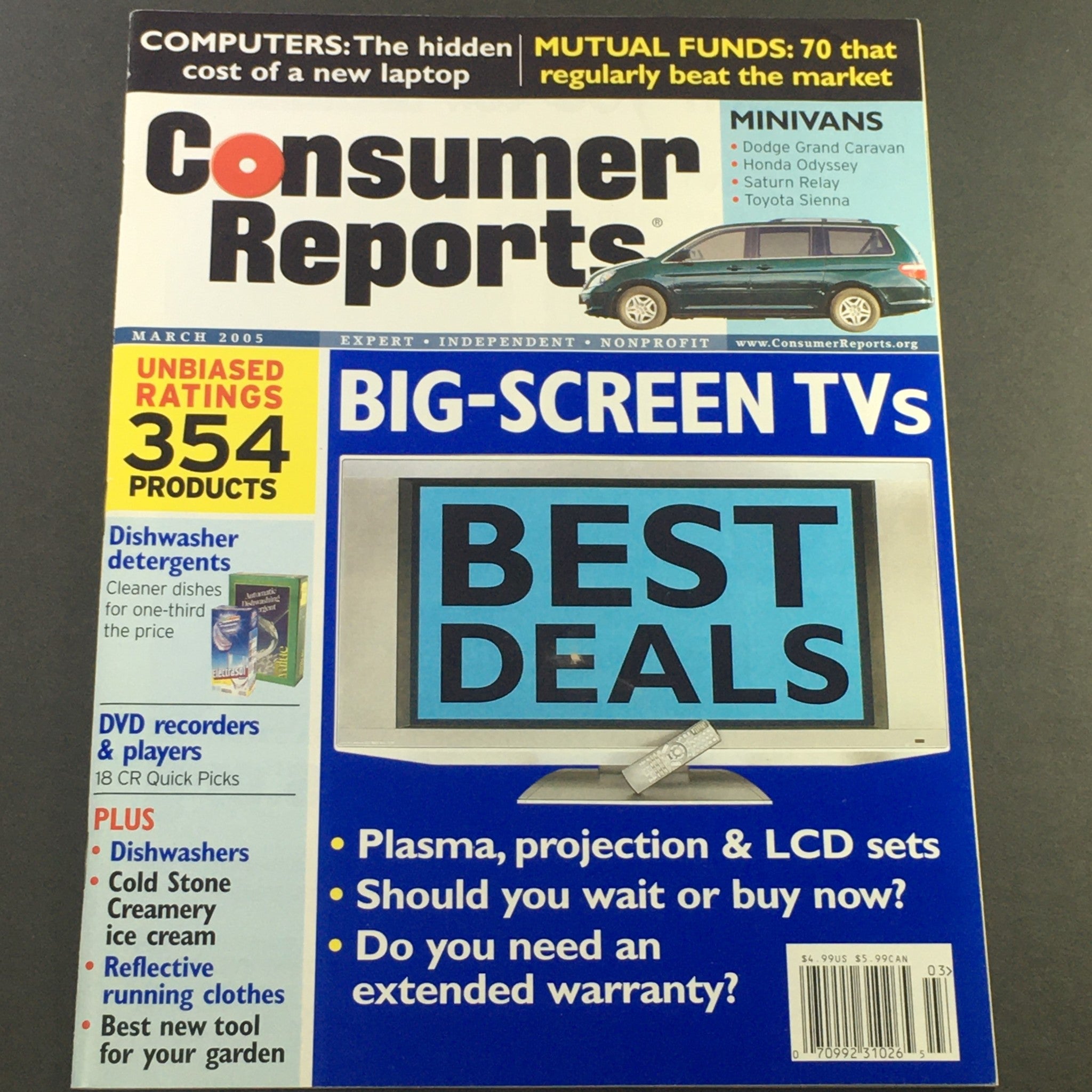 Consumer Reports Magazine March 2005 - Minivans / Big-Screen TVs Best Deals