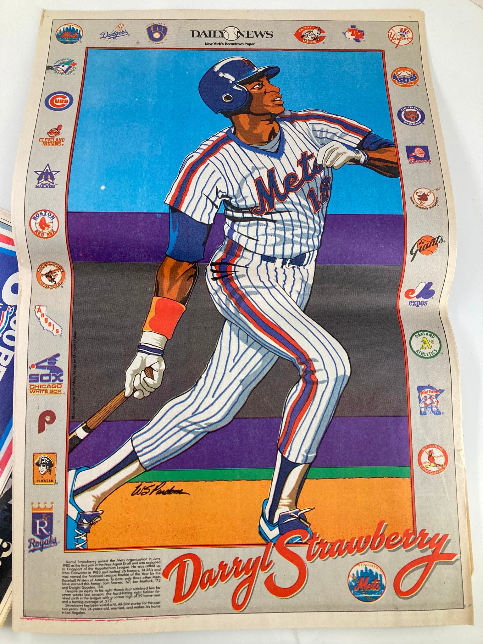 Vintage Daily News Magazine June 29 1986 showcasing Darryl Strawberry in an artistic representation, highlighting his role in Major League Baseball.