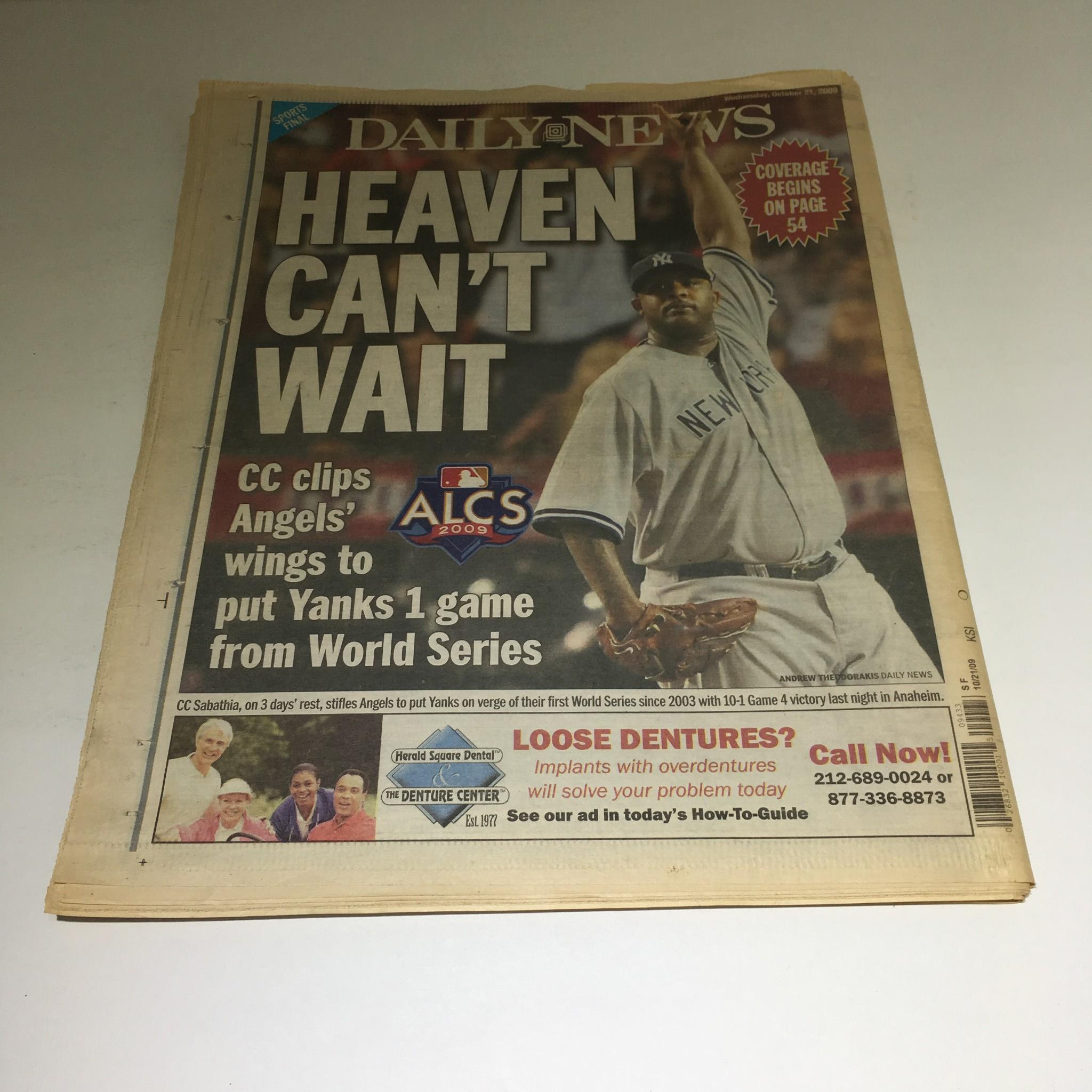 NY Daily News: 10/21/09 A-Rod, Yanks at Brink of World Series A-Win Away!