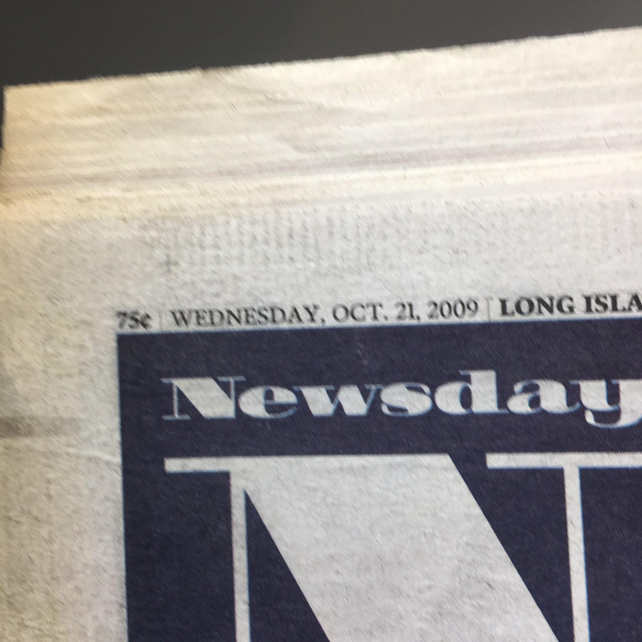 Newsday: 10/21/09 A-OK! Yankees One Win from World Series After 10-1 Victory