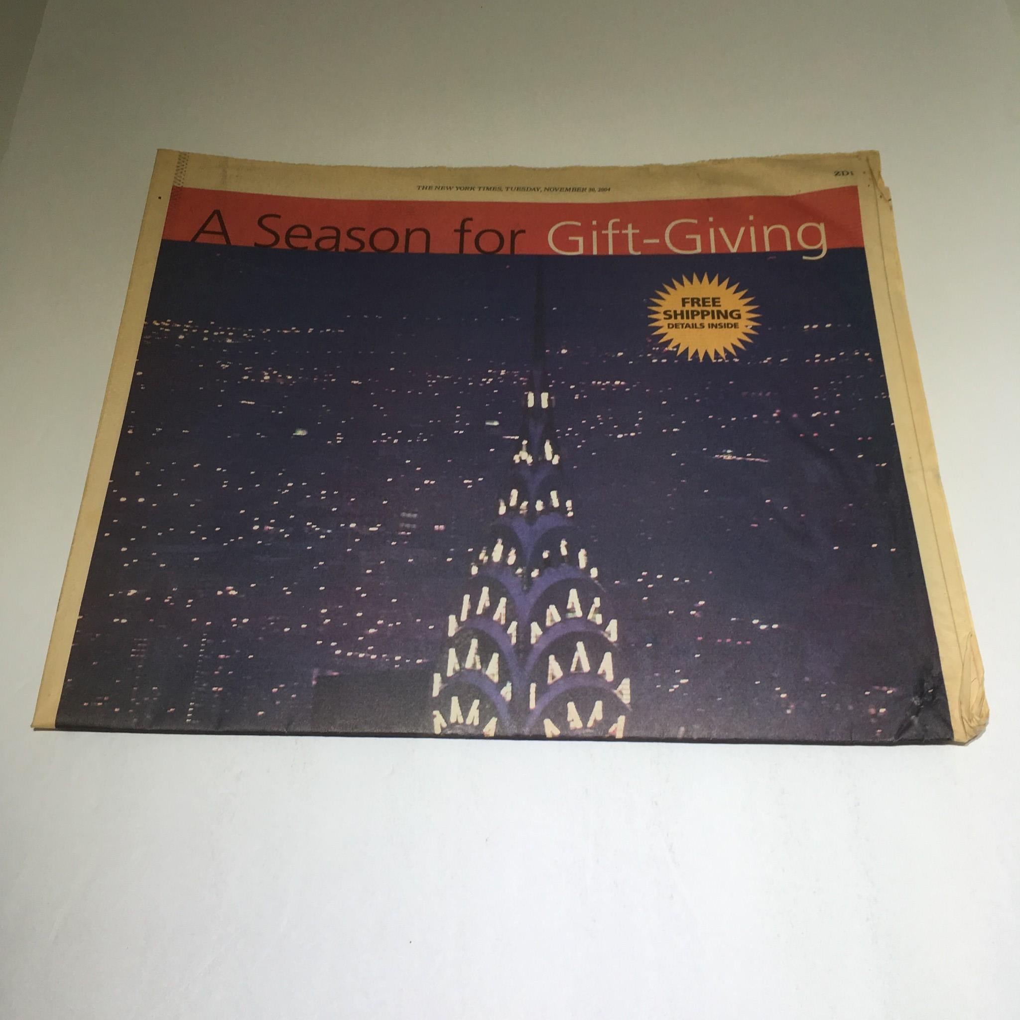 The New York Times: Nov 30 2004 A Season for Gift-Giving