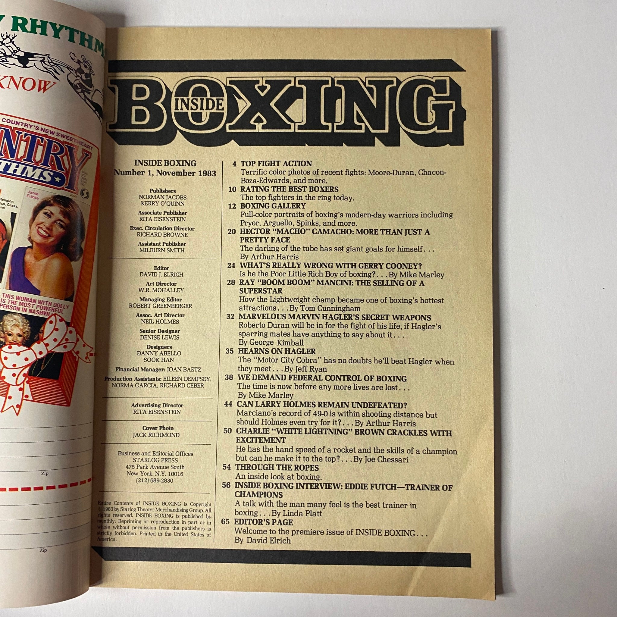 Inside Boxing Magazine November 1983 No. 1 Marvin Hagler Cover No Label VG