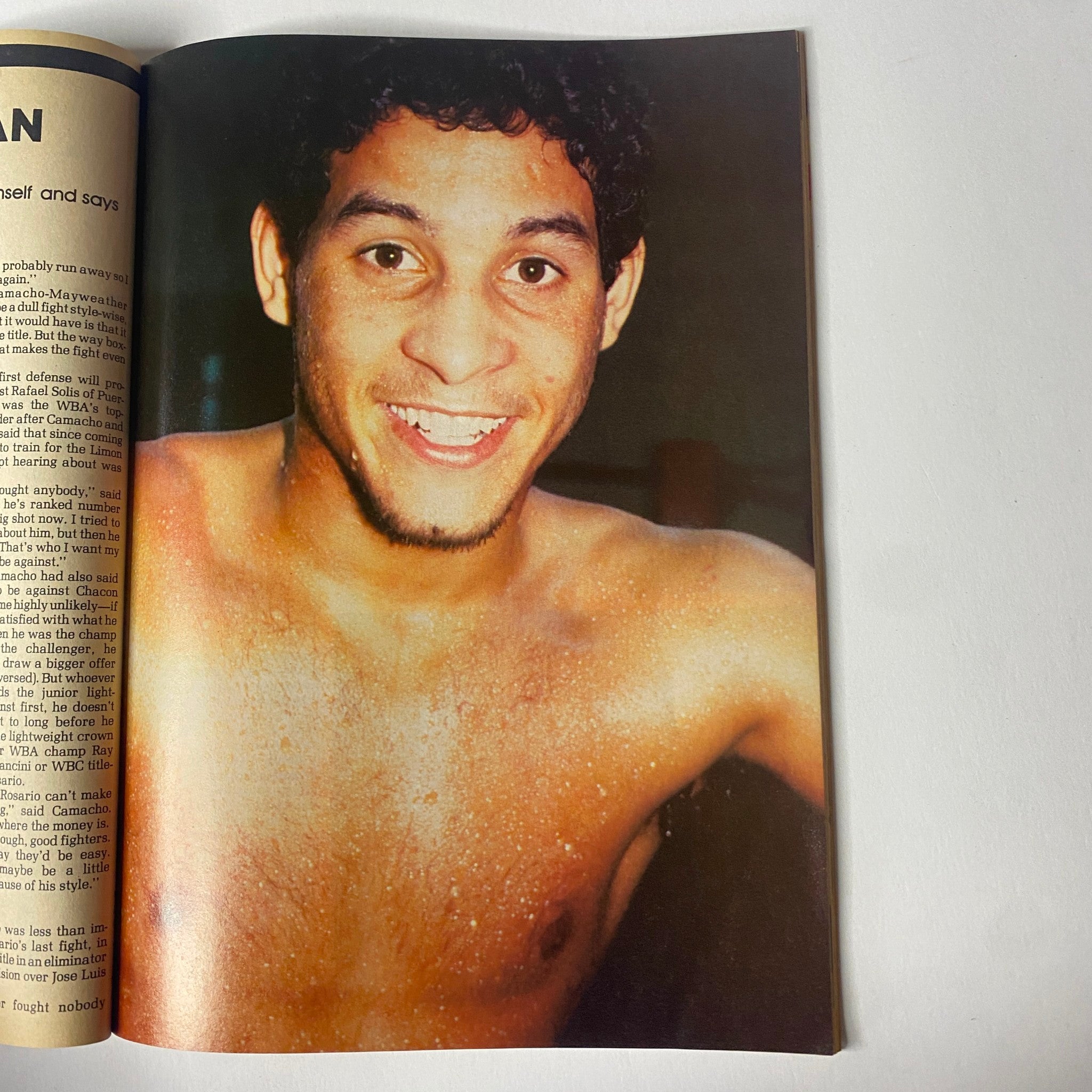 Inside Boxing Magazine, November 1983, No. 1, featuring a photograph of Hector 'Macho' Camacho, showcasing an article about the boxer.