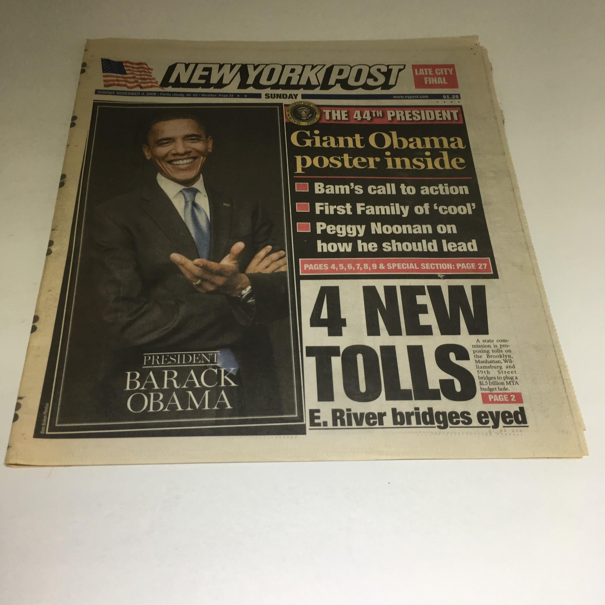 New York Post: Nov 9 2008 44th President Barack Obama