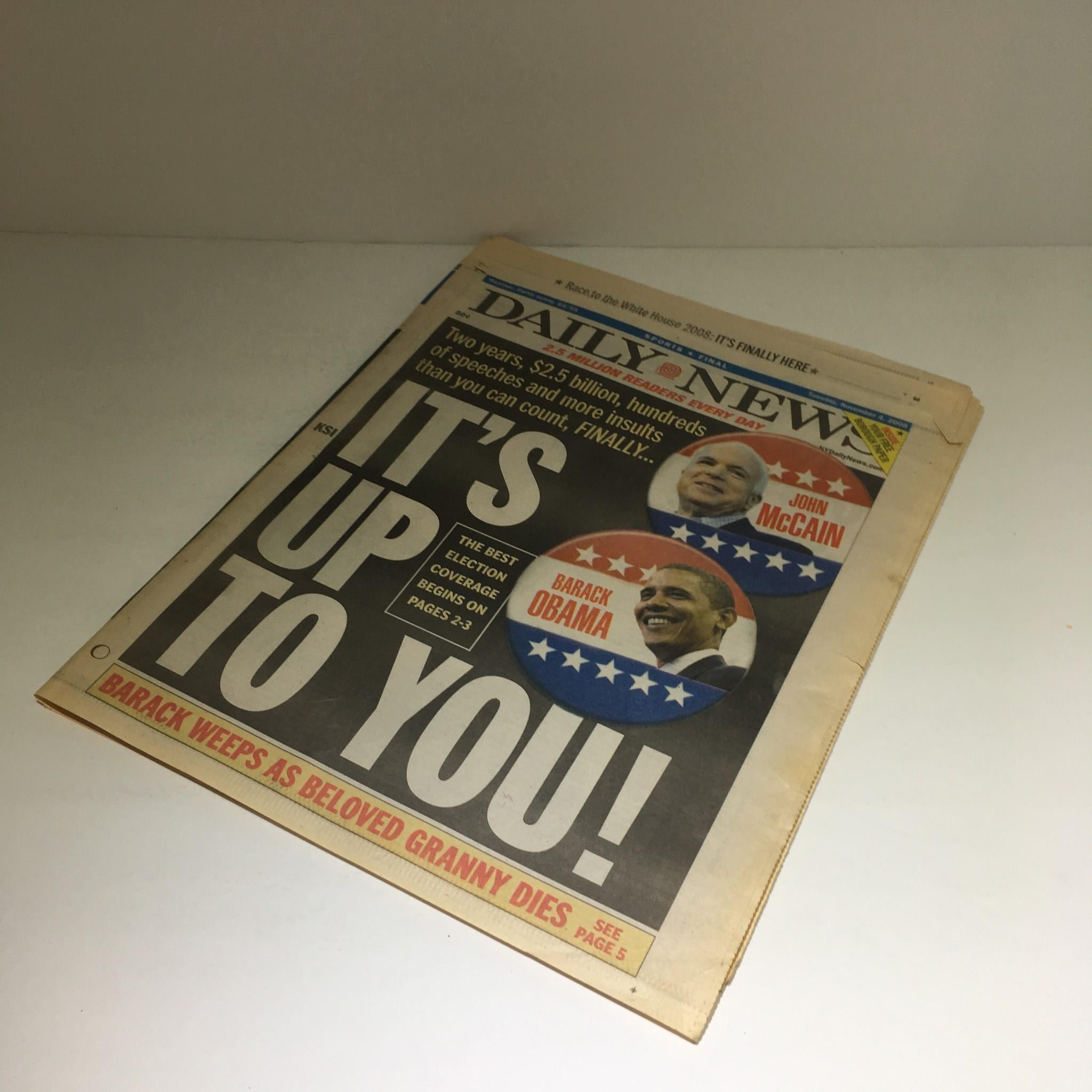 New York Daily News: Nov 4 2008 It's Up To You