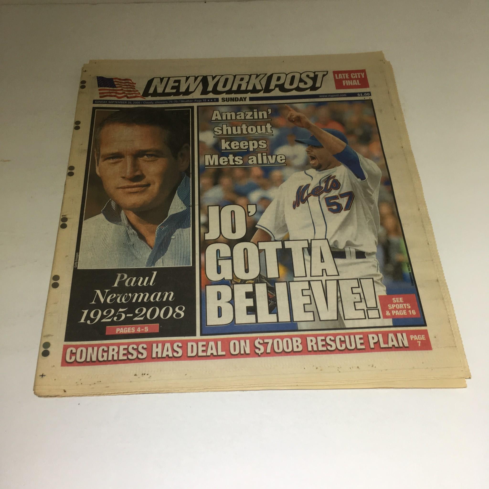 New York Post: Sept 28 2008 Jo' Gotta Believe!