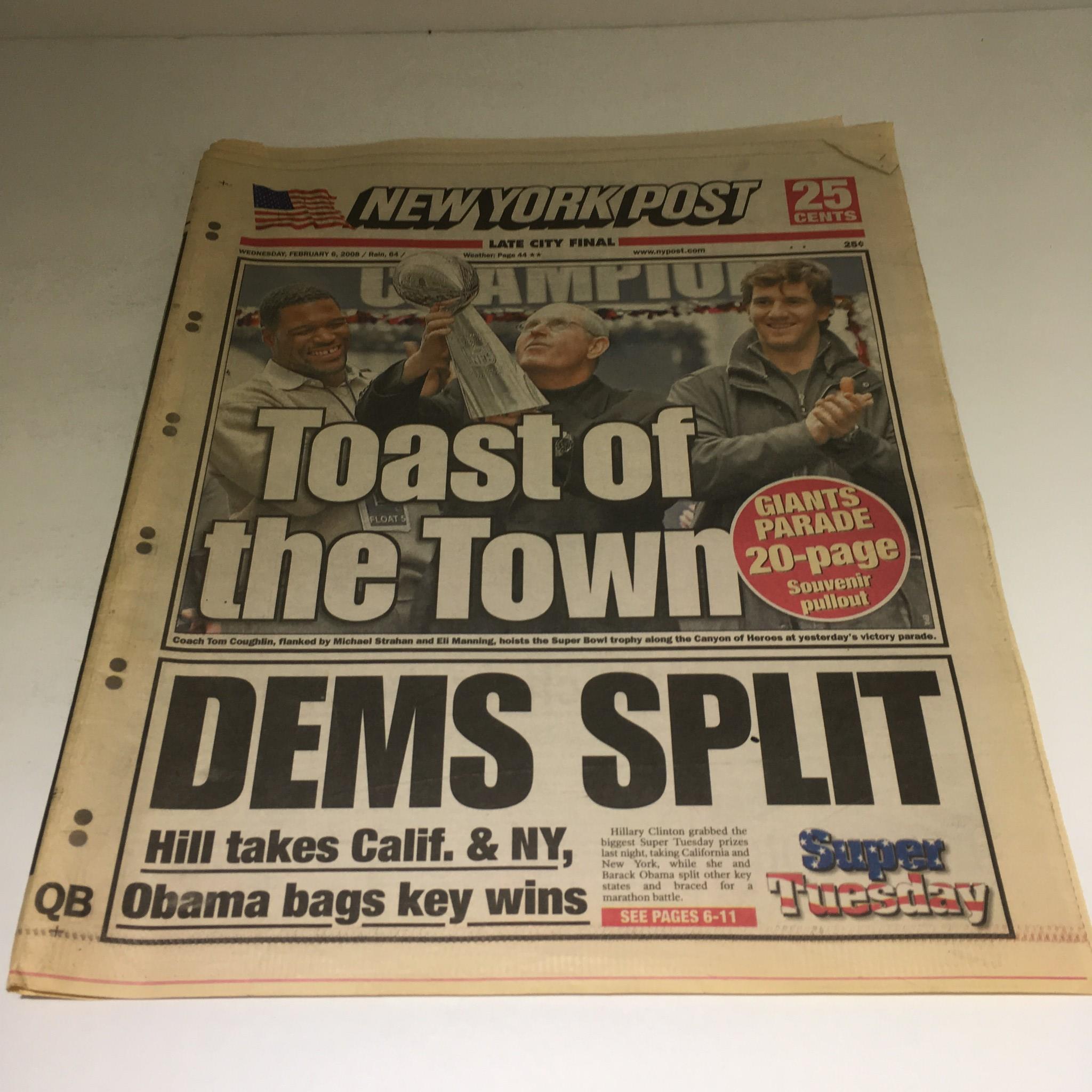 New York Post: Feb 6 2008 Toast of the Town