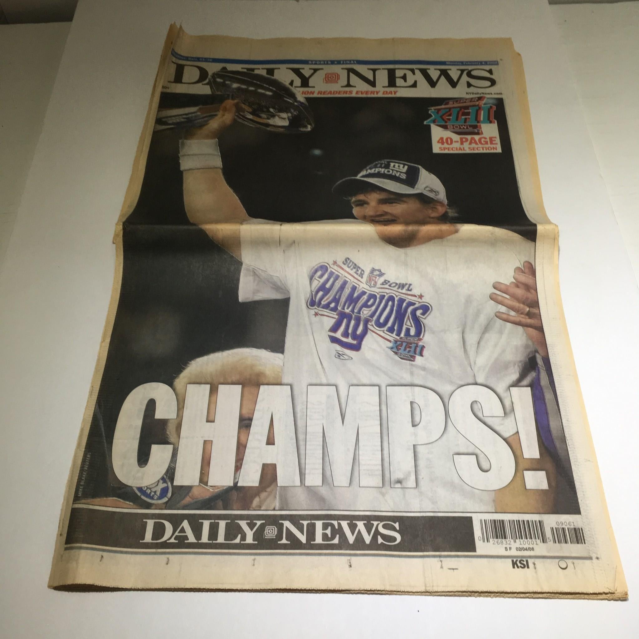 New York Daily News: Febuary 4 2008 Champs!