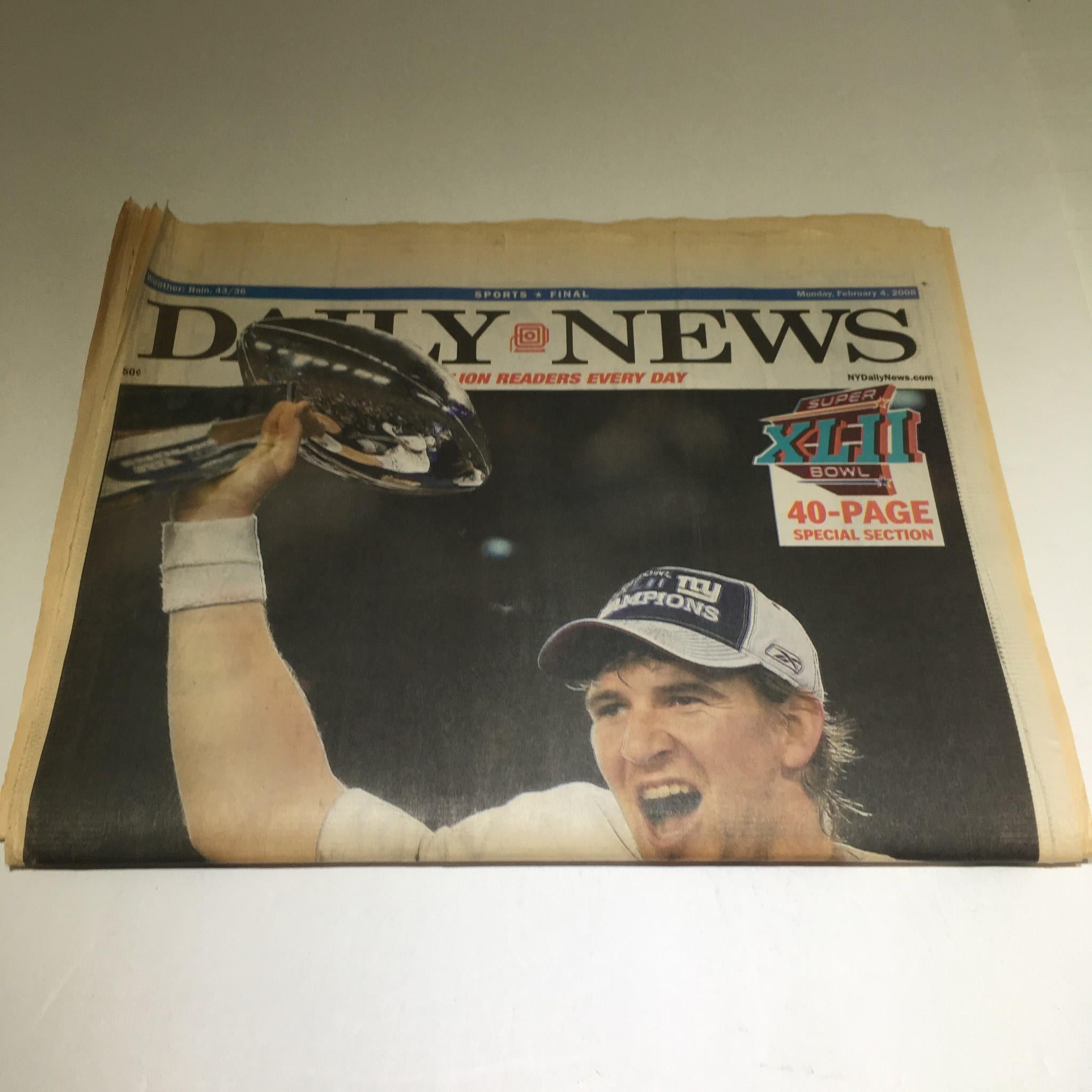 New York Daily News: Febuary 4 2008 Champs!